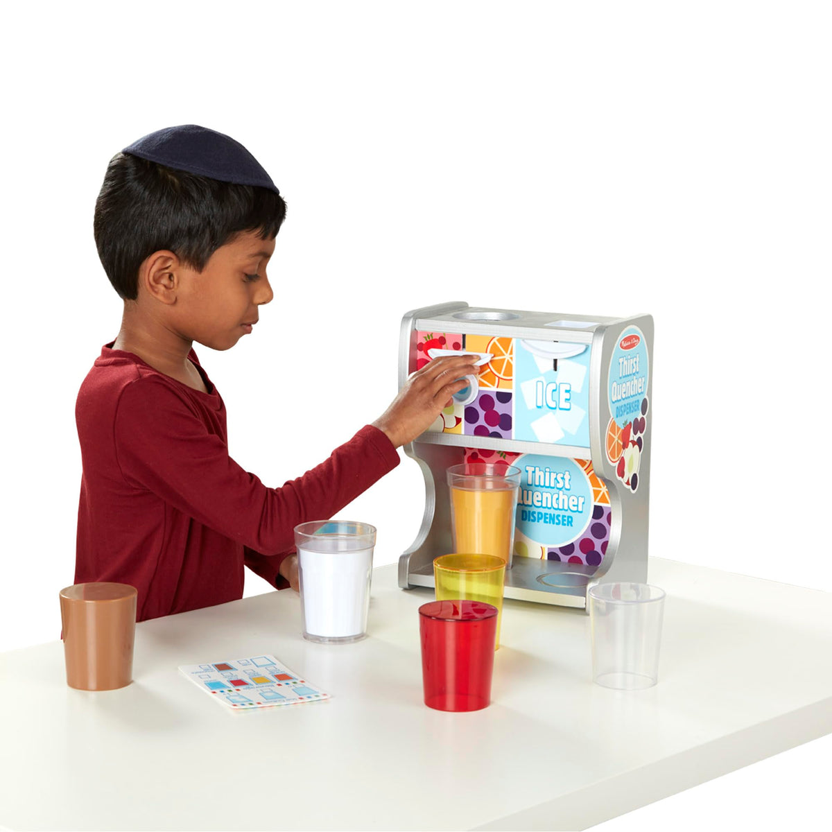 Melissa & Doug Thirst Quencher Wooden Drink Dispenser with Juice Inserts & Ice Cubes – FSC Certified