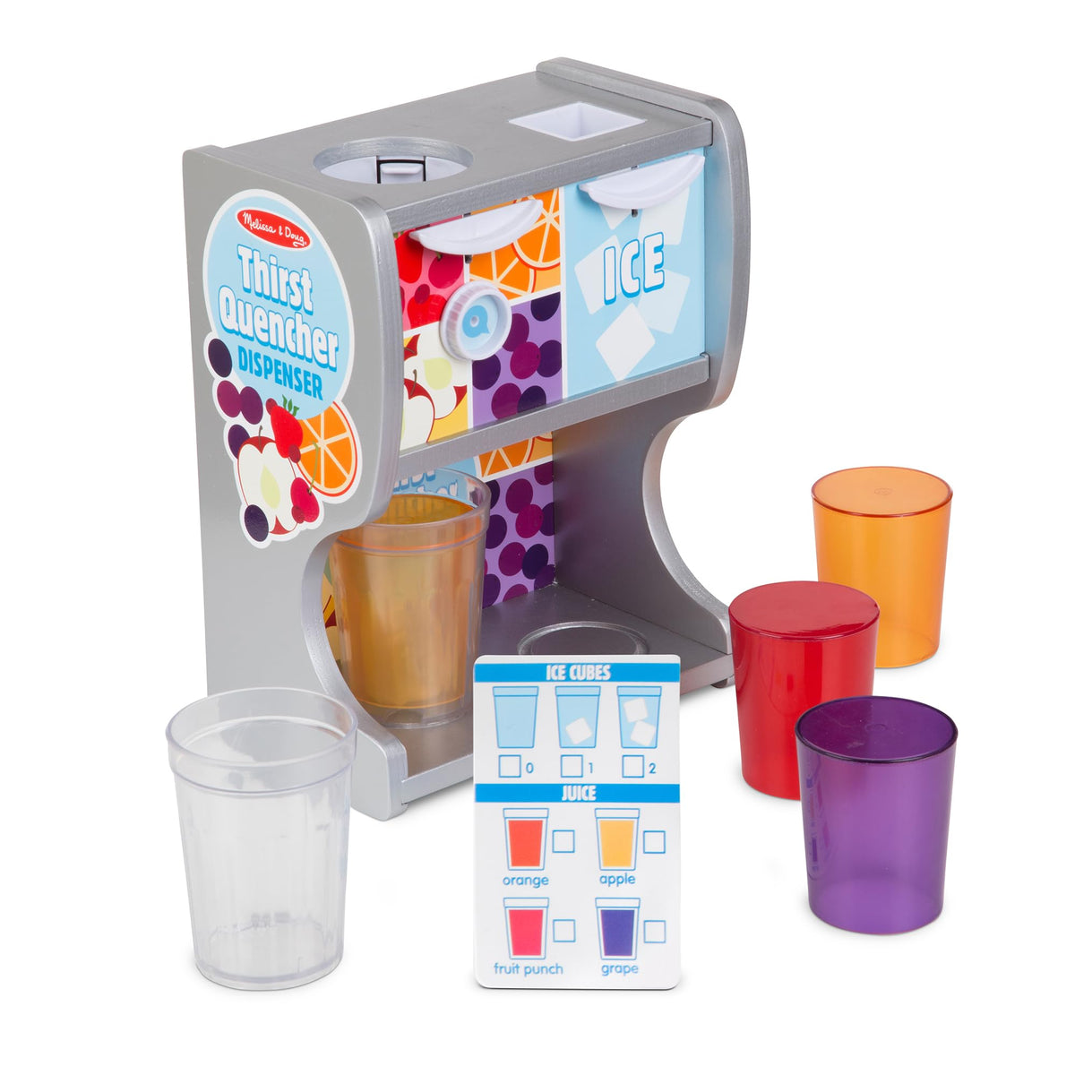 Melissa & Doug Thirst Quencher Wooden Drink Dispenser with Juice Inserts & Ice Cubes – FSC Certified