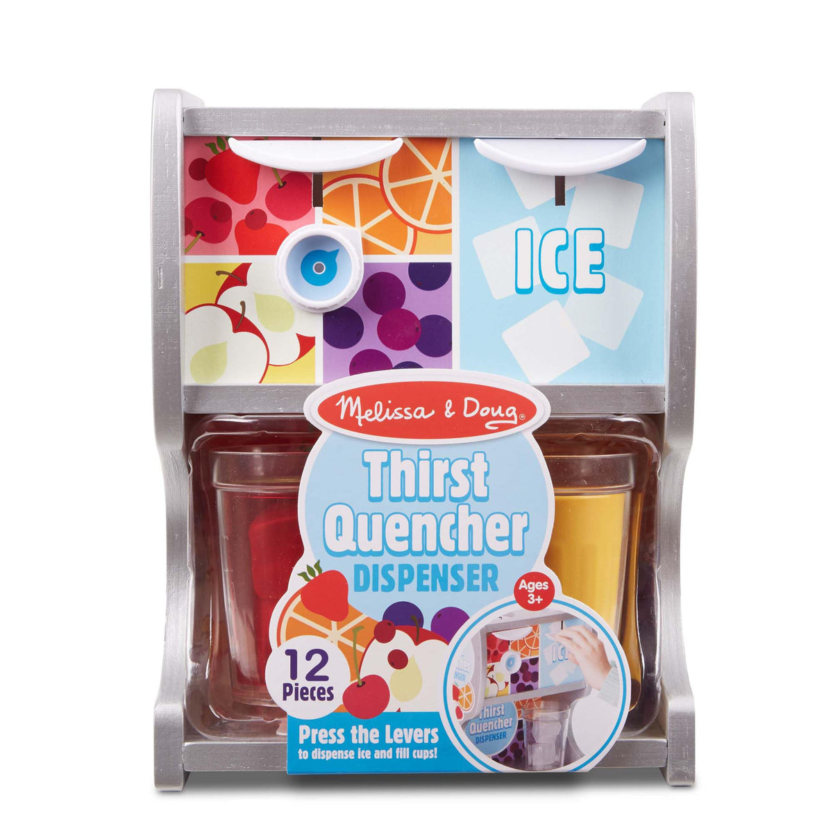 Melissa & Doug Thirst Quencher Wooden Drink Dispenser with Juice Inserts & Ice Cubes – FSC Certified