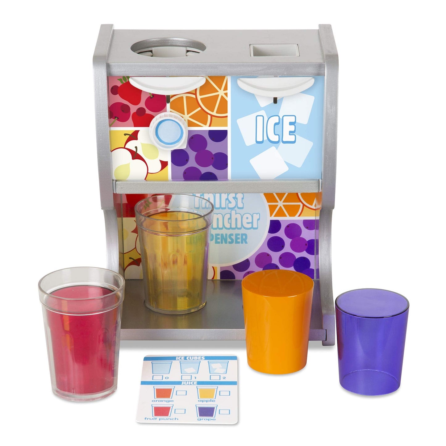 Melissa & Doug Thirst Quencher Wooden Drink Dispenser with Juice Inserts & Ice Cubes – FSC Certified