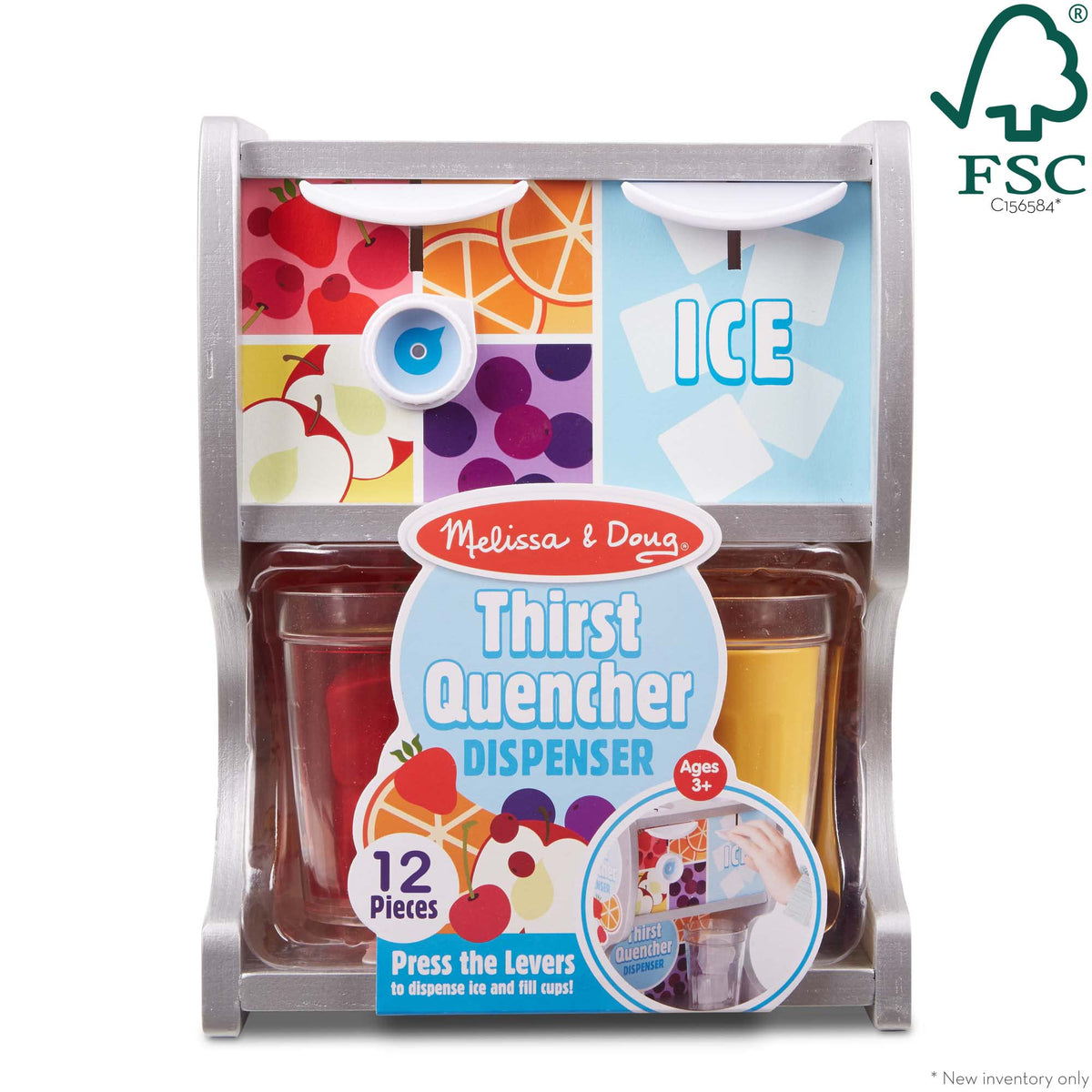 Melissa & Doug Thirst Quencher Wooden Drink Dispenser with Juice Inserts & Ice Cubes – FSC Certified