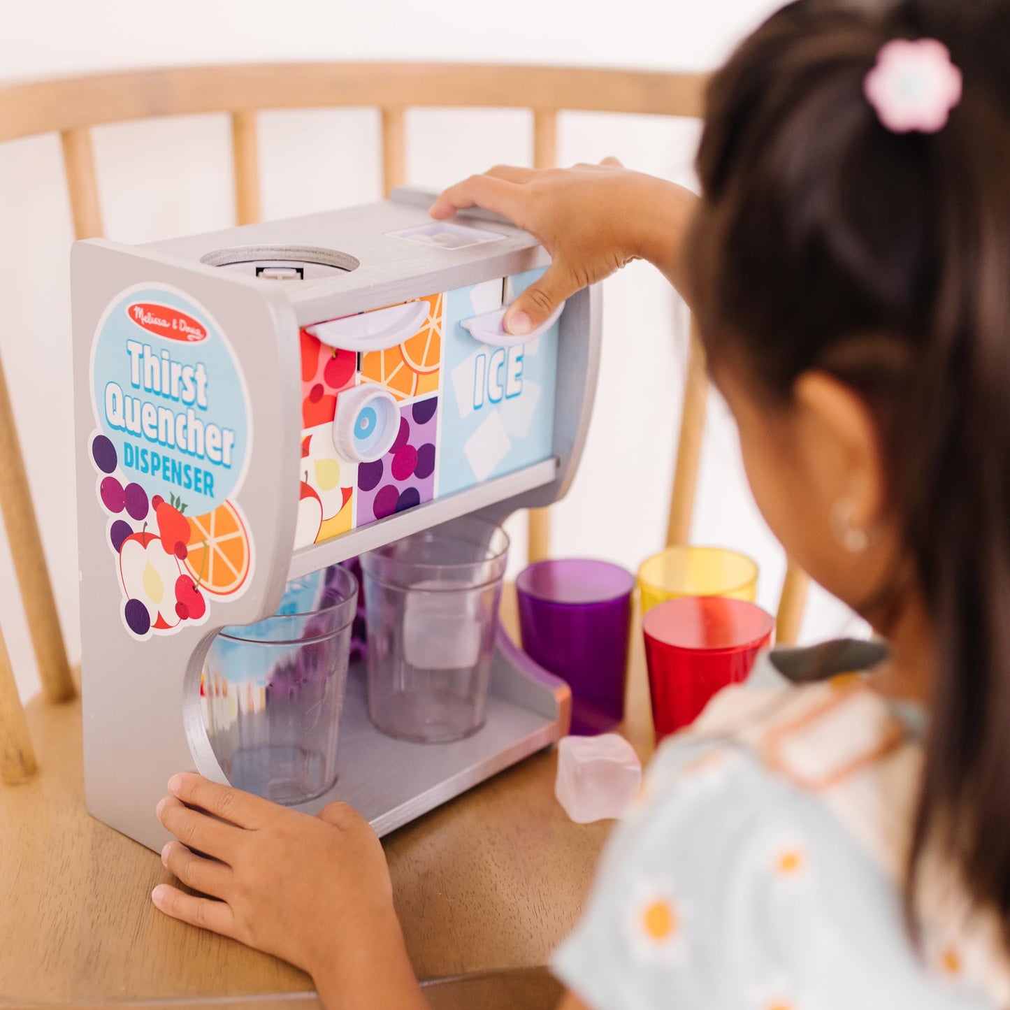 Melissa & Doug Thirst Quencher Wooden Drink Dispenser with Juice Inserts & Ice Cubes – FSC Certified