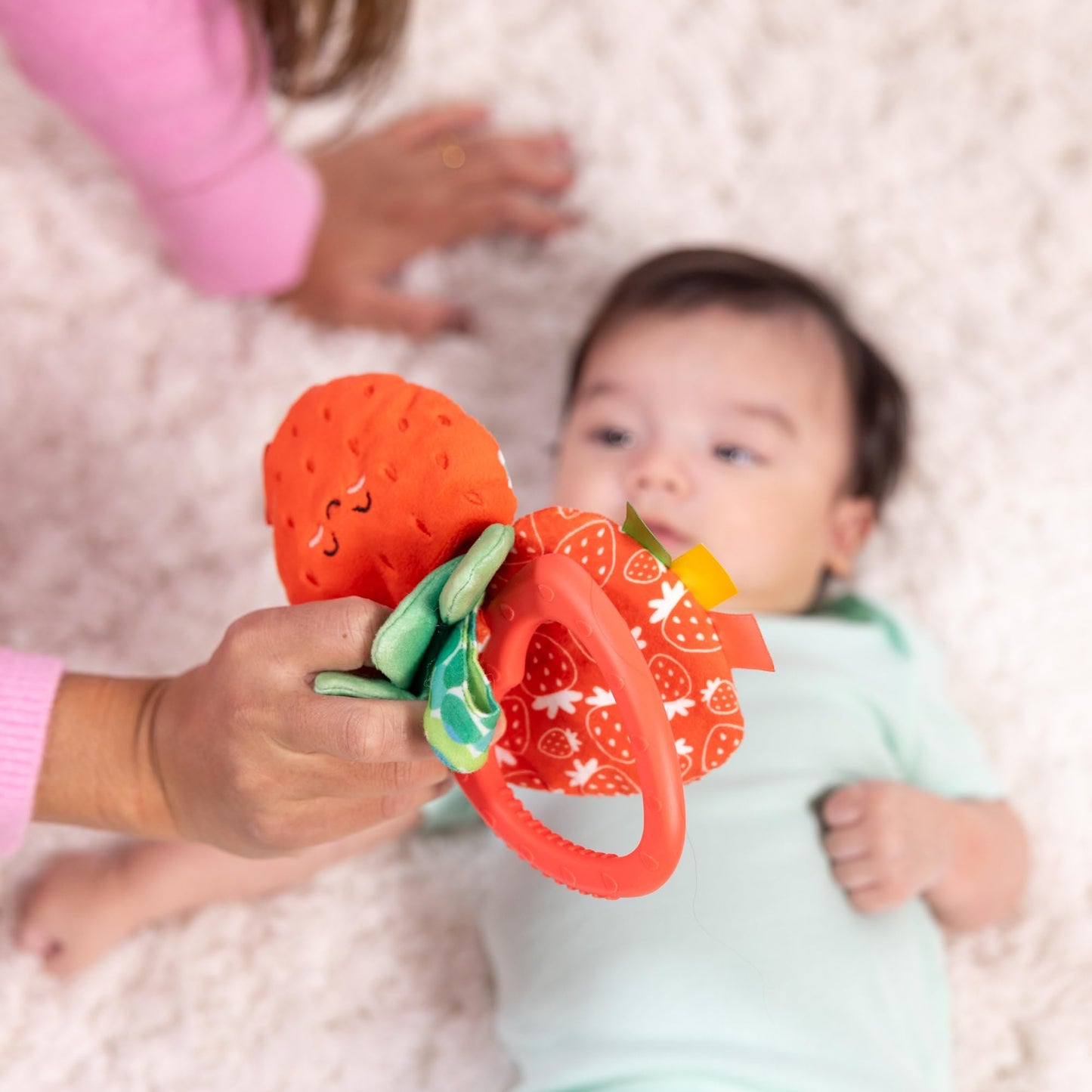 Melissa & Doug Peek-a-Boo Berry Take-Along Toy with Teether | Clip-On Stroller Toy for Babies 12m+