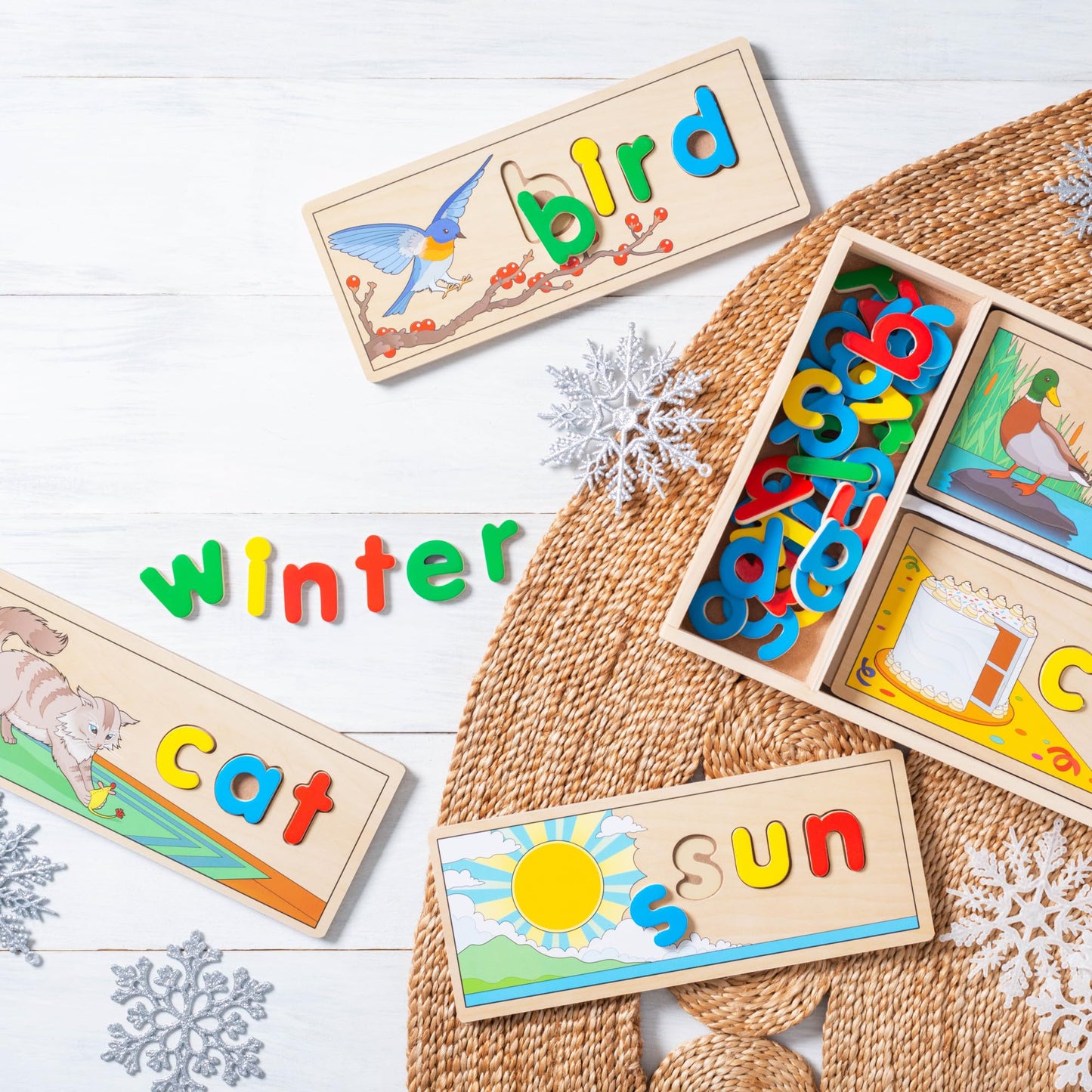 Melissa & Doug See & Spell: Wooden Spelling Boards with 64 Letters