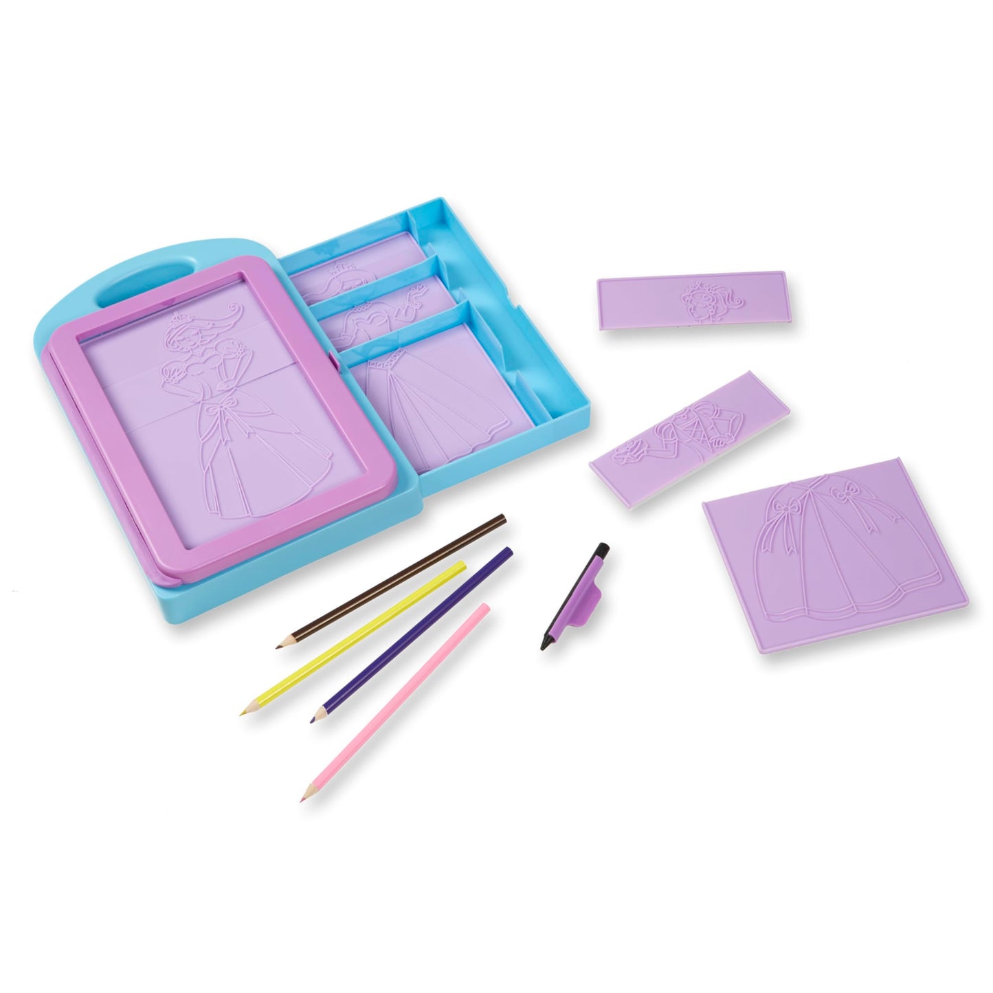 Melissa & Doug Princess Design Activity Kit – 9 Double-Sided Plates, Pencils & Rubbing Crayon