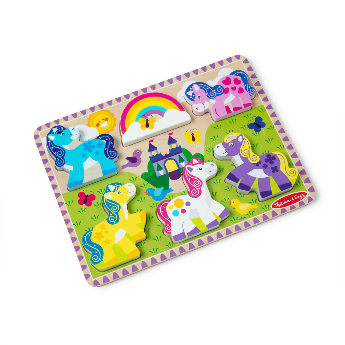 Melissa & Doug Wooden 6-Piece Unicorn & Rainbow Chunky Puzzle – Toddler Puzzle for 2+