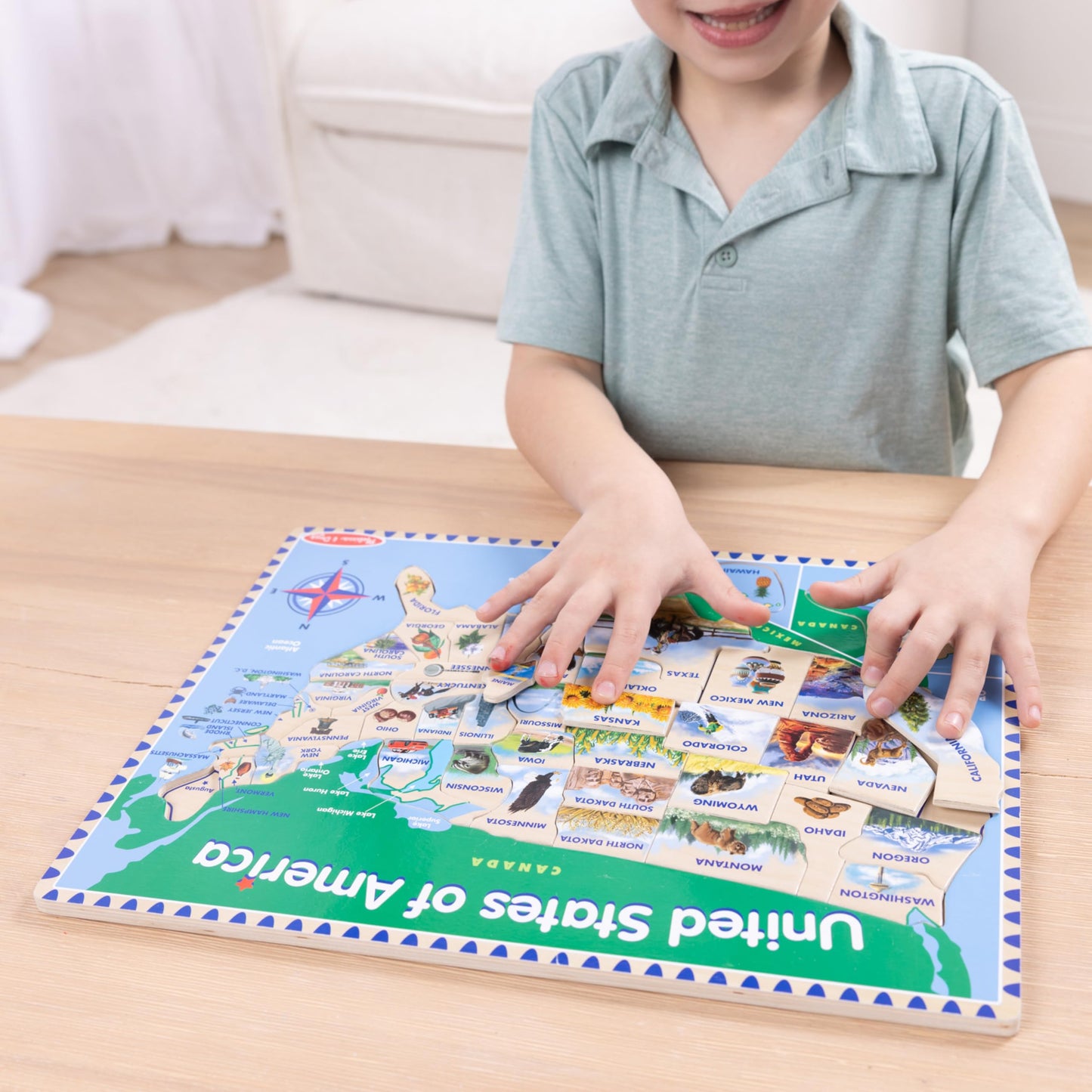 Melissa & Doug USA Map Wooden Puzzle (45 Pieces) – Educational Geography Toy