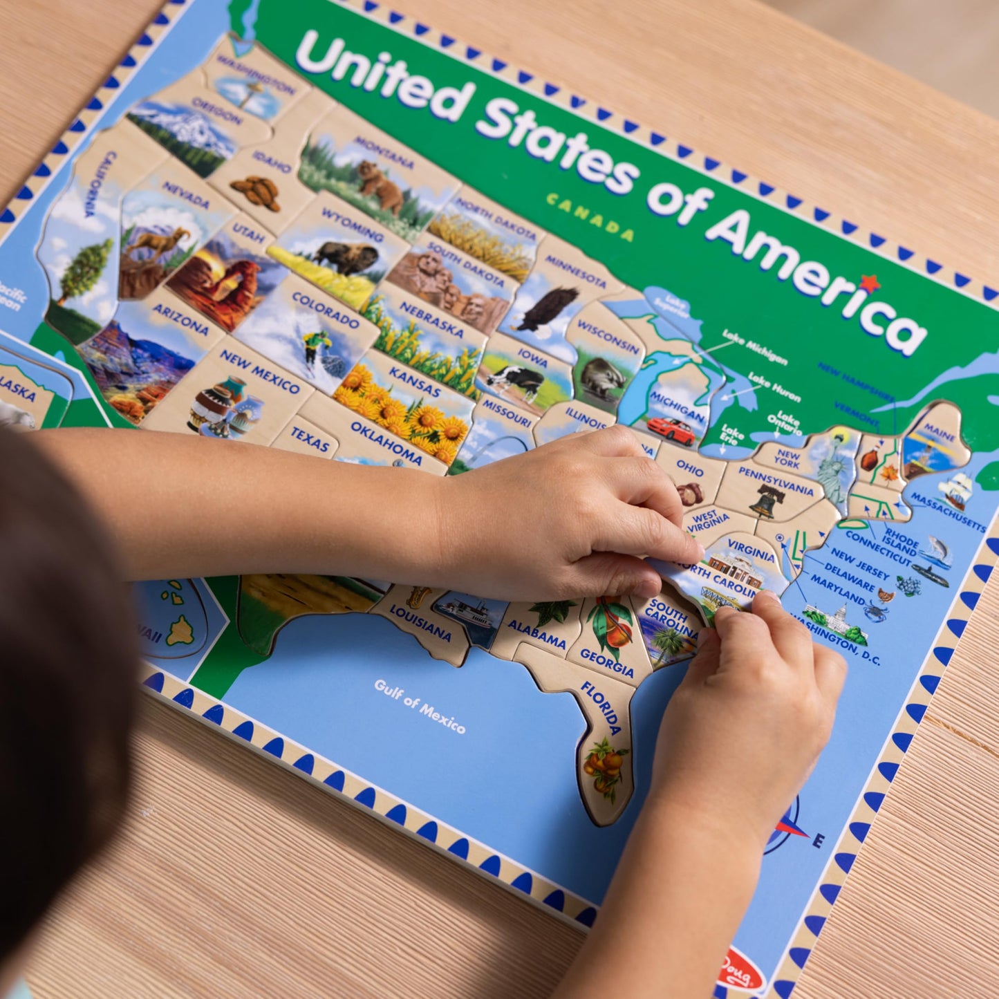 Melissa & Doug USA Map Wooden Puzzle (45 Pieces) – Educational Geography Toy