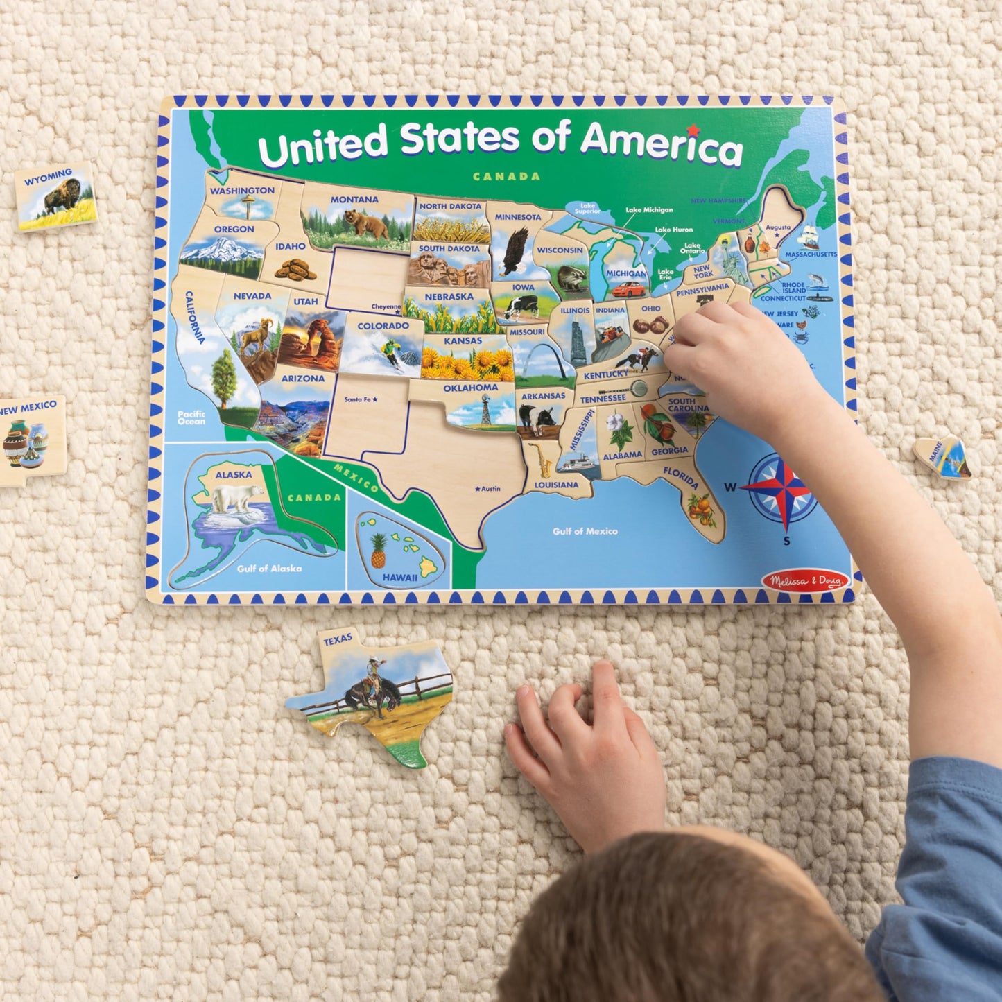 Melissa & Doug USA Map Wooden Puzzle (45 Pieces) – Educational Geography Toy