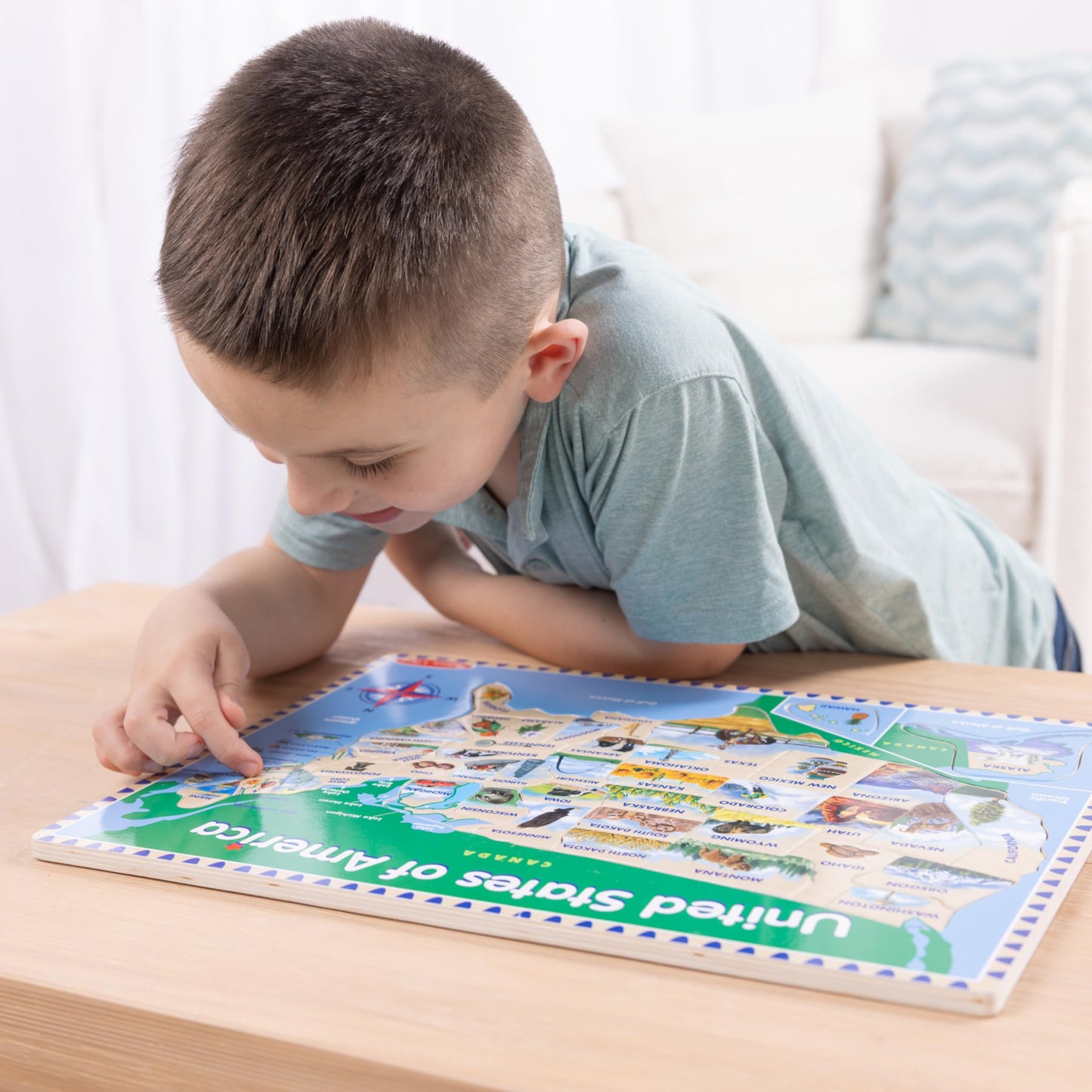 Melissa & Doug USA Map Wooden Puzzle (45 Pieces) – Educational Geography Toy