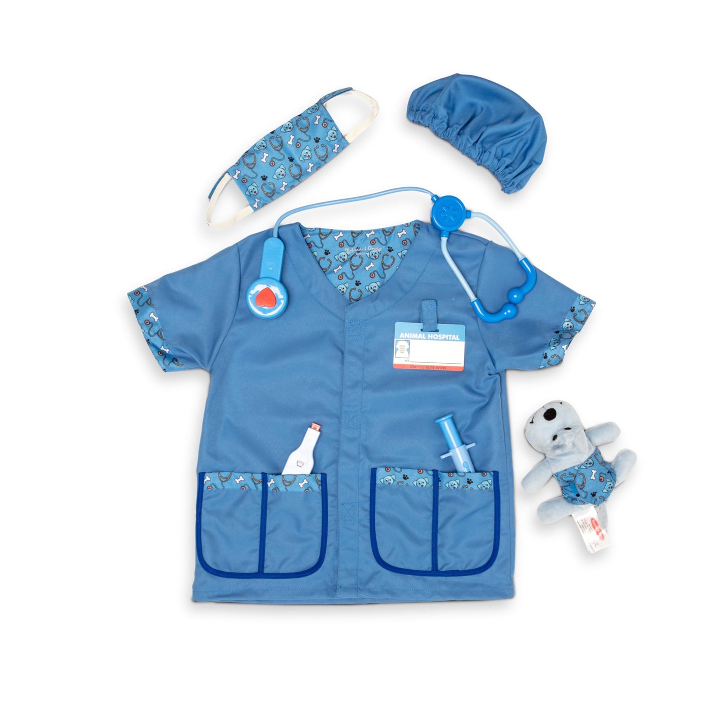 Melissa & Doug Veterinarian Role Play Costume Set for Kids 3+ | Plush Puppy & Stethoscope