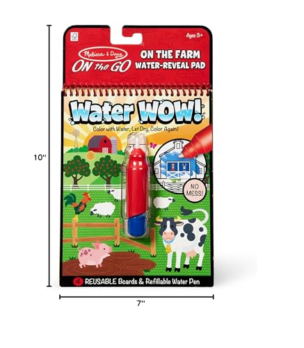 Melissa & Doug Water Wow! Farm Friends – Mess-Free Reusable Water Reveal Pad for Kids 3–7
