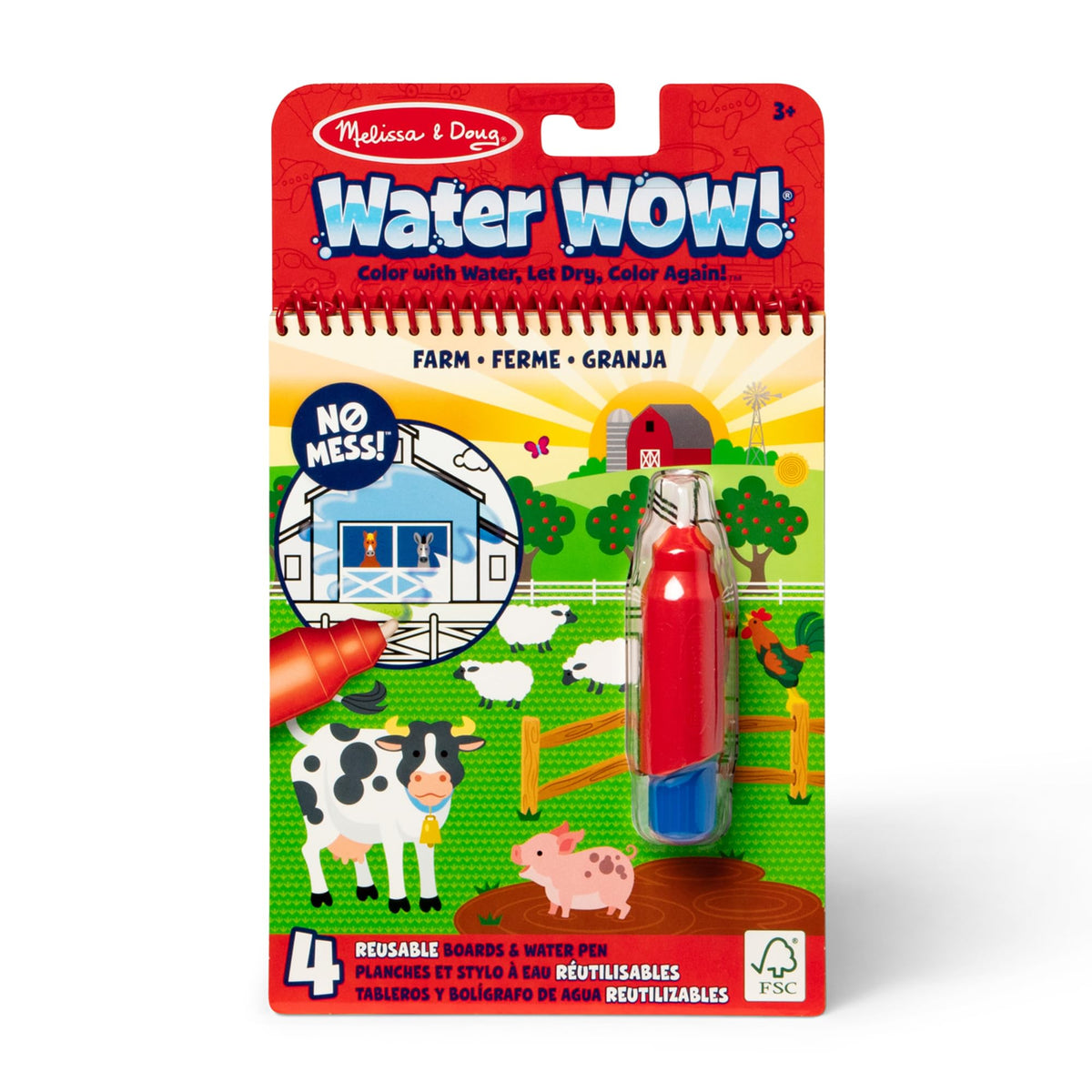 Melissa & Doug Water Wow! Farm Friends – Mess-Free Reusable Water Reveal Pad for Kids 3–7