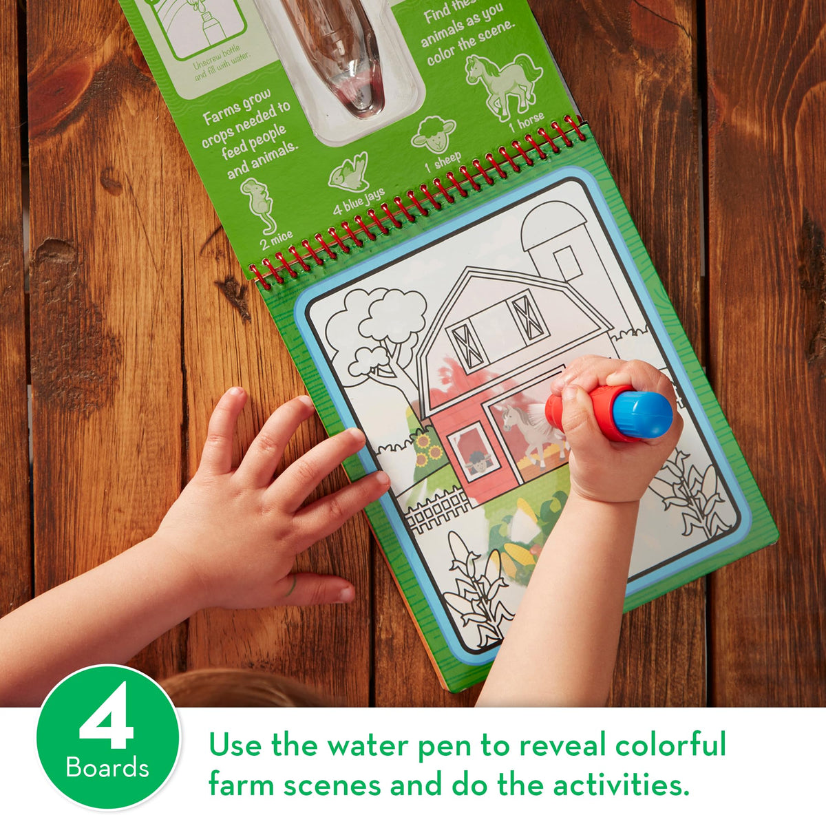 Melissa & Doug Water Wow! Farm Friends – Mess-Free Reusable Water Reveal Pad for Kids 3–7