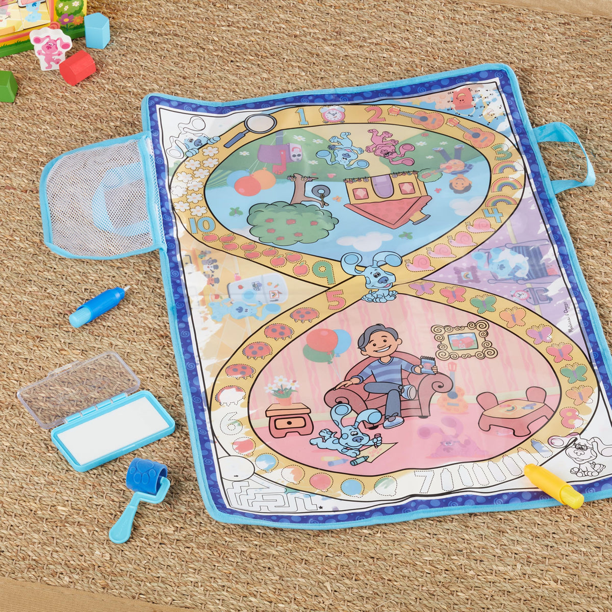 Melissa & Doug Blue's Clues & You Water Wow Activity Mat – Reusable Water Reveal Surface, 20 x 30 in