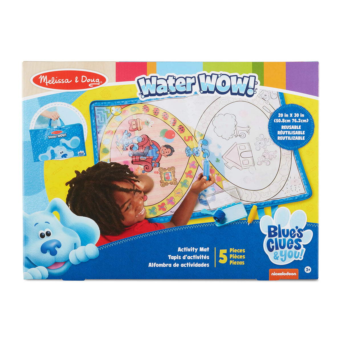 Melissa & Doug Blue's Clues & You Water Wow Activity Mat – Reusable Water Reveal Surface, 20 x 30 in