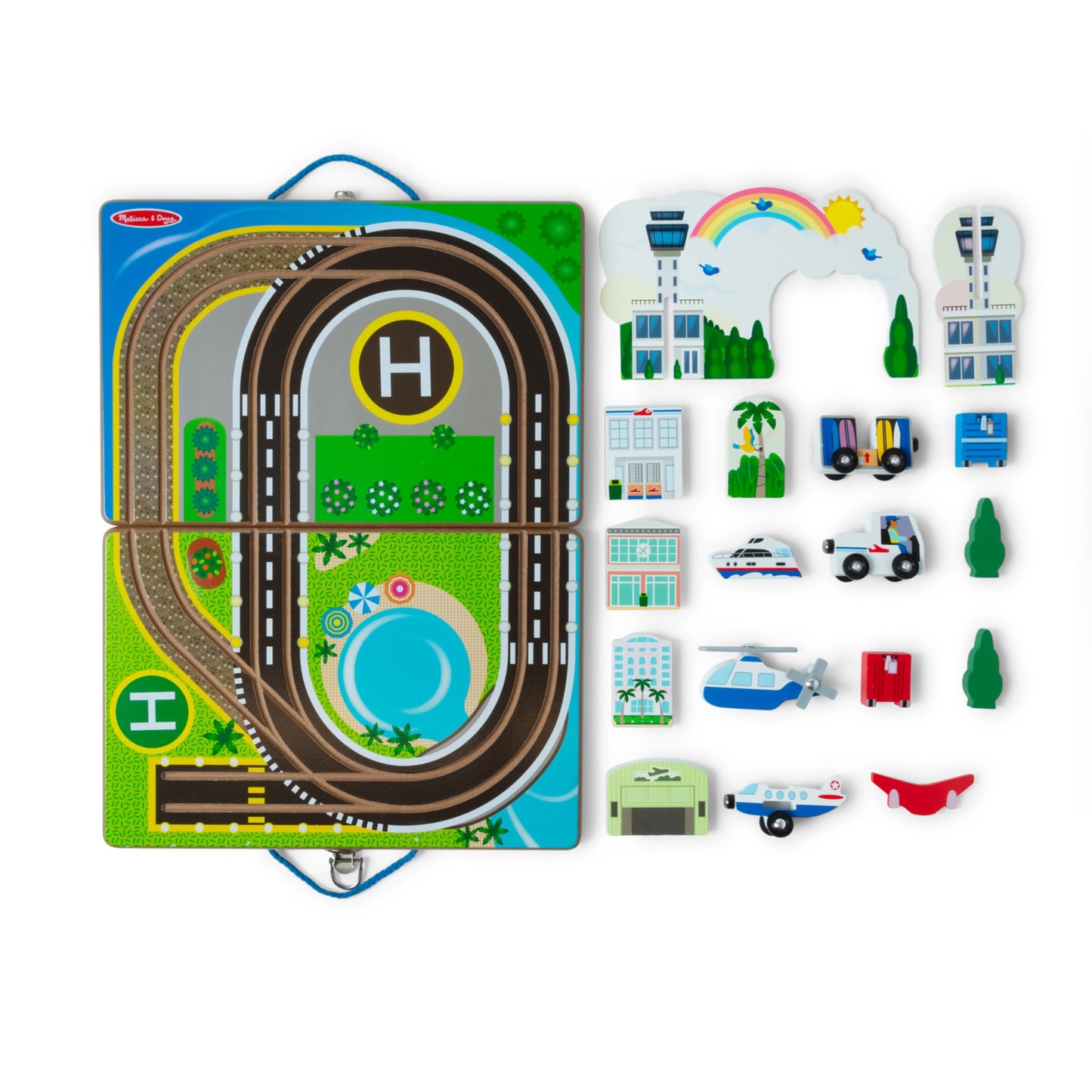 Melissa & Doug Take-Along Airport Play Set with Built-in Tracks – FSC-Certified