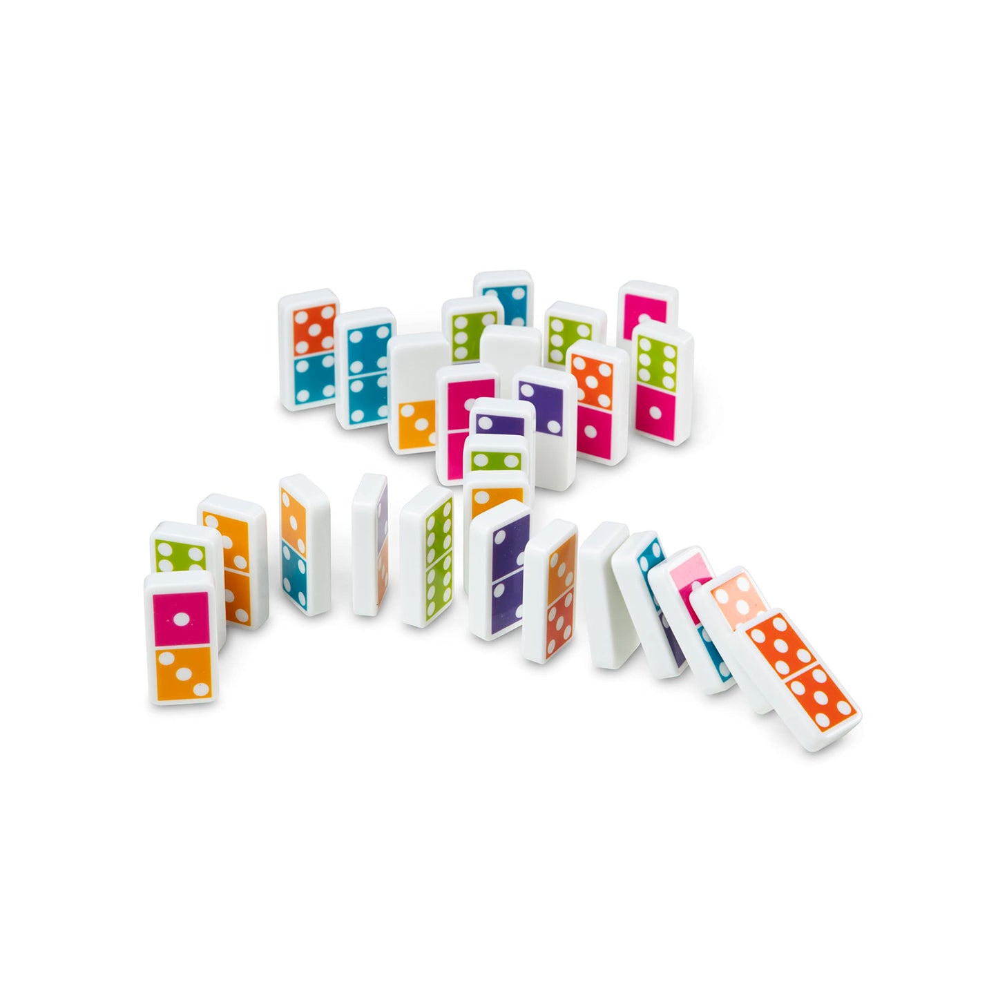 Melissa & Doug Dominoes Tabletop Game – 28 Colorful Tiles in Wooden Storage Box