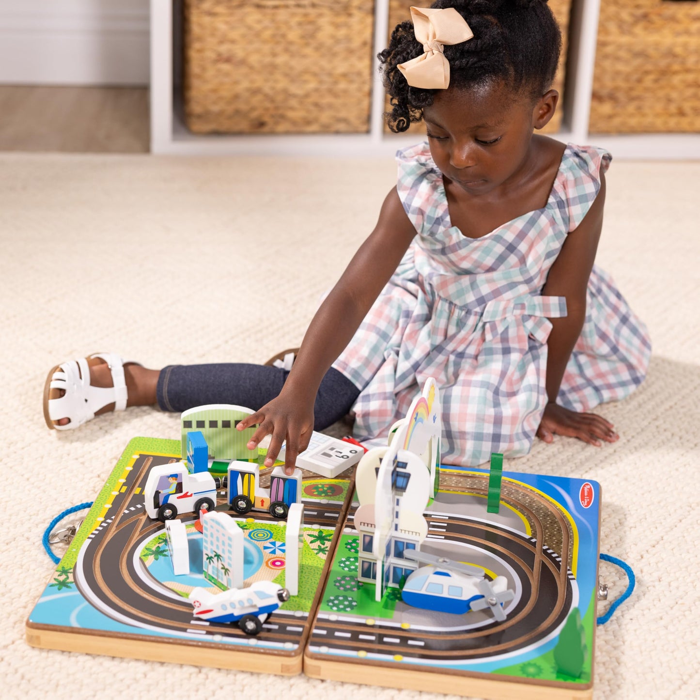 Melissa & Doug Take-Along Airport Play Set with Built-in Tracks – FSC-Certified
