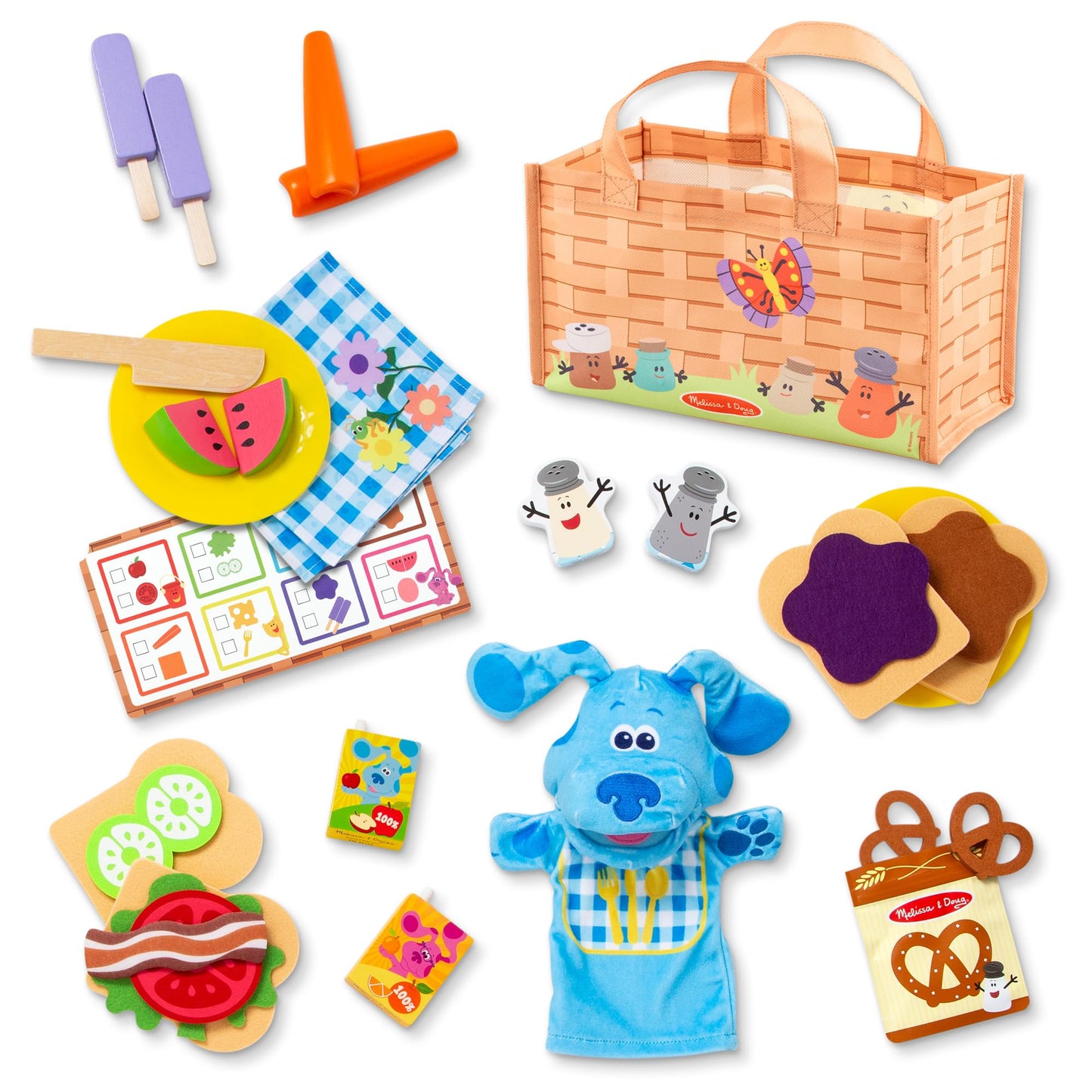 Melissa & Doug Blue’s Clues & You! Share with Blue Picnic Play Set with Hand Puppet — FSC Certified