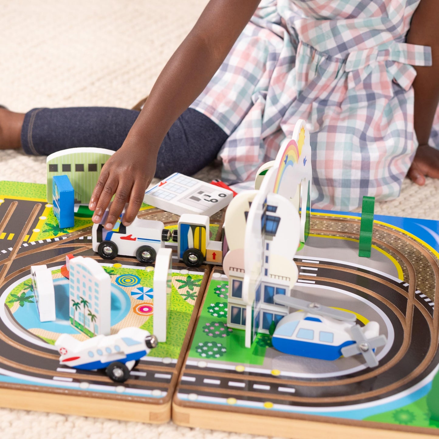Melissa & Doug Take-Along Airport Play Set with Built-in Tracks – FSC-Certified