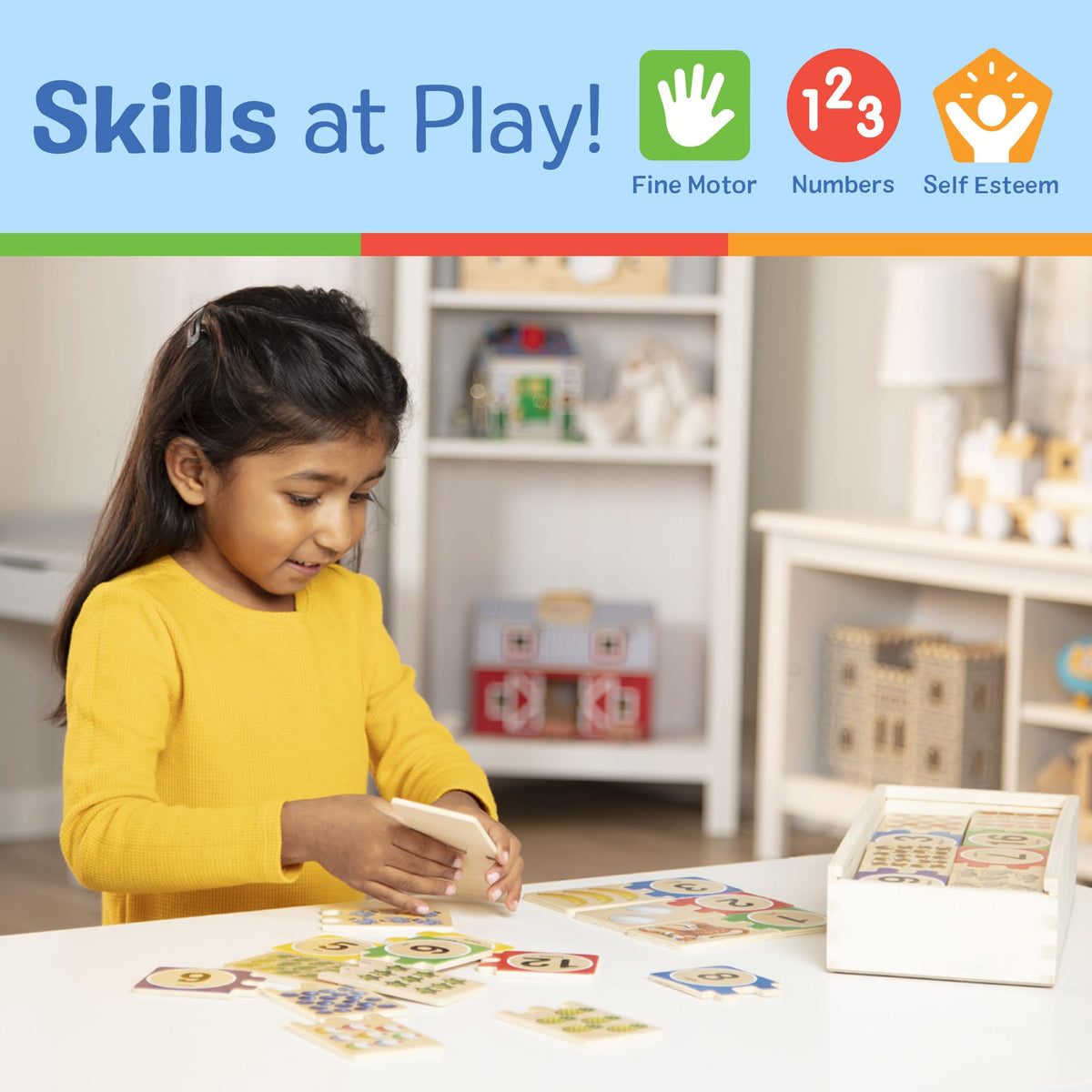 Melissa & Doug Self-Correcting Wooden Number Puzzles – 40 Pieces with Storage Box