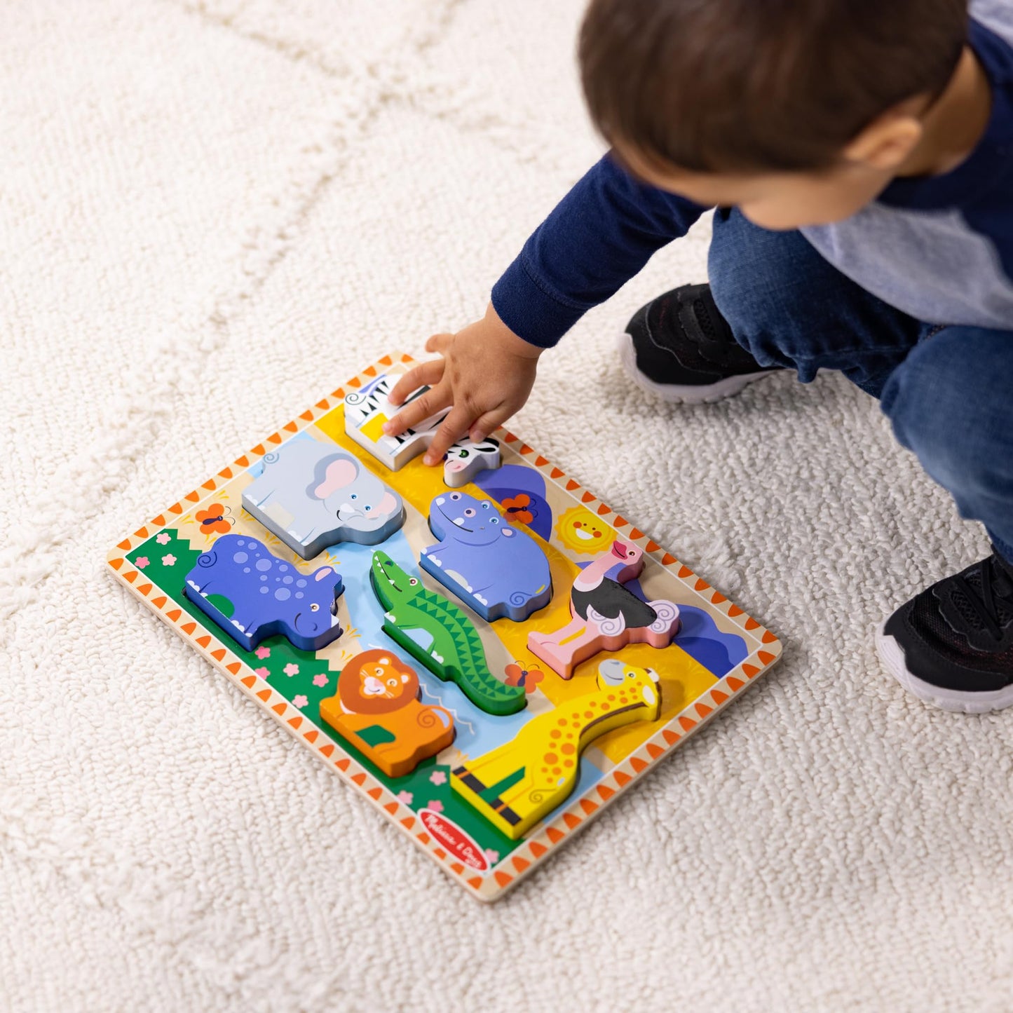 Melissa & Doug Safari Wooden Chunky Puzzle (8 pcs) – Screen-Free Educational Toy for Toddlers & Kids 2+