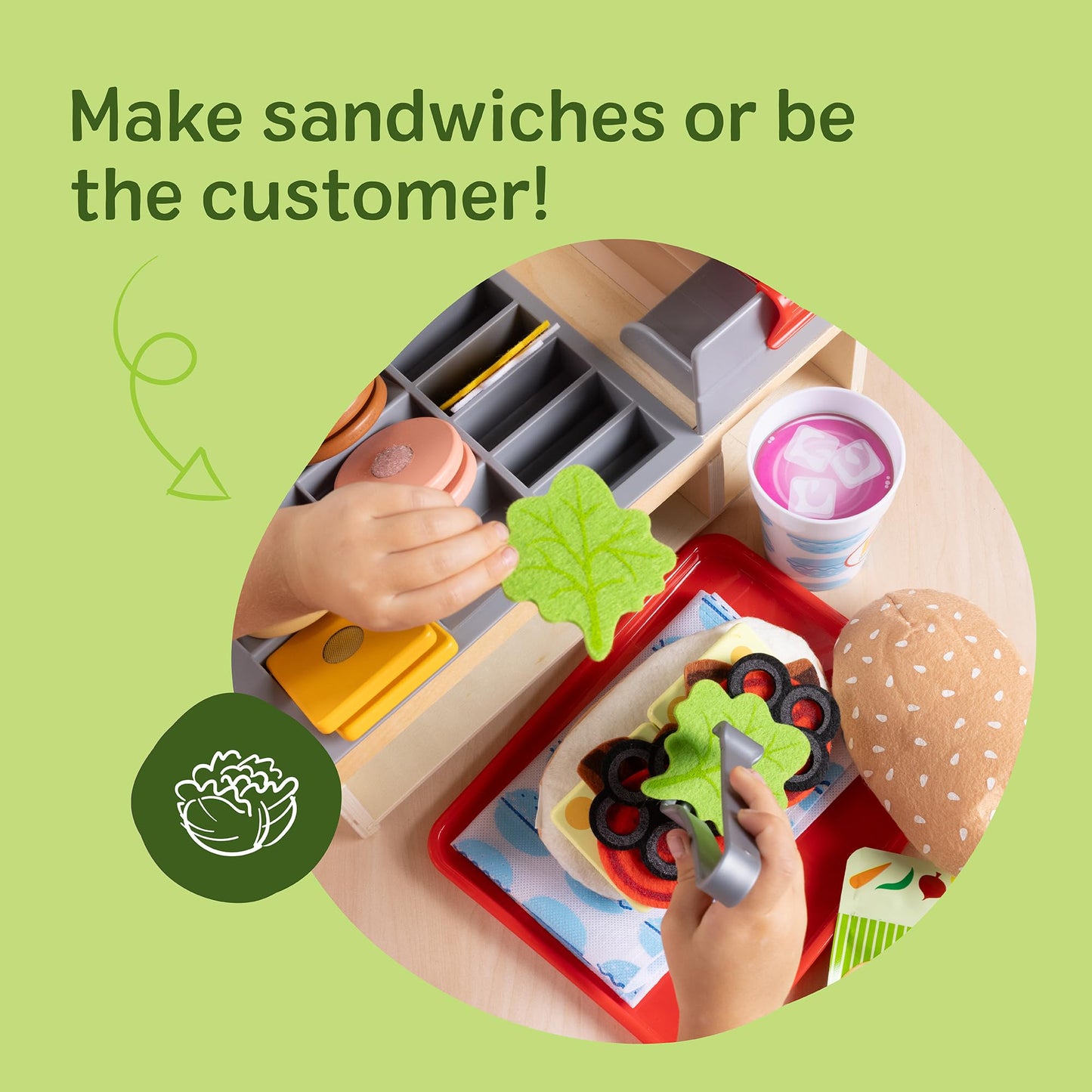 Melissa & Doug Slice-Stack-Serve Wooden Sandwich Counter | Pretend Play Kitchen
