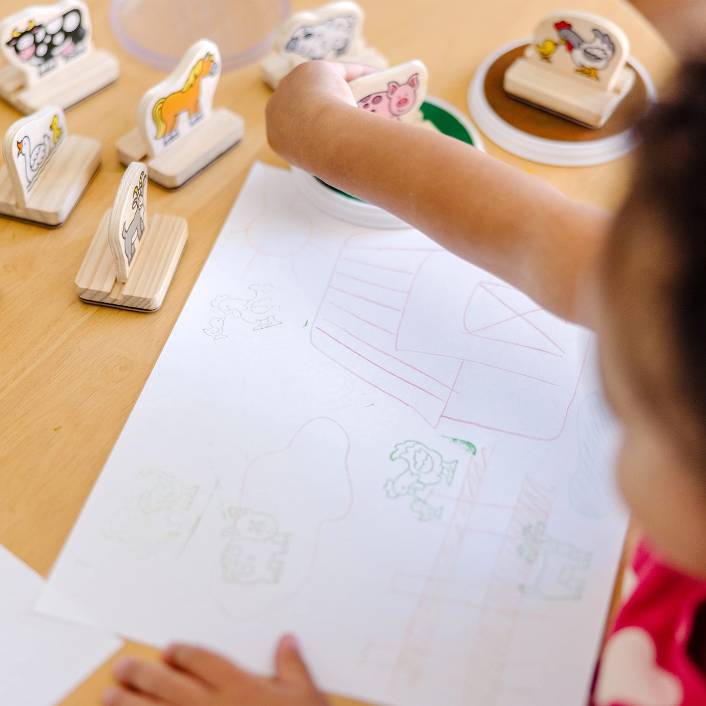 Melissa & Doug My First Wooden Stamp Set - Farm Animals | 8 Stamps + Ink Pads