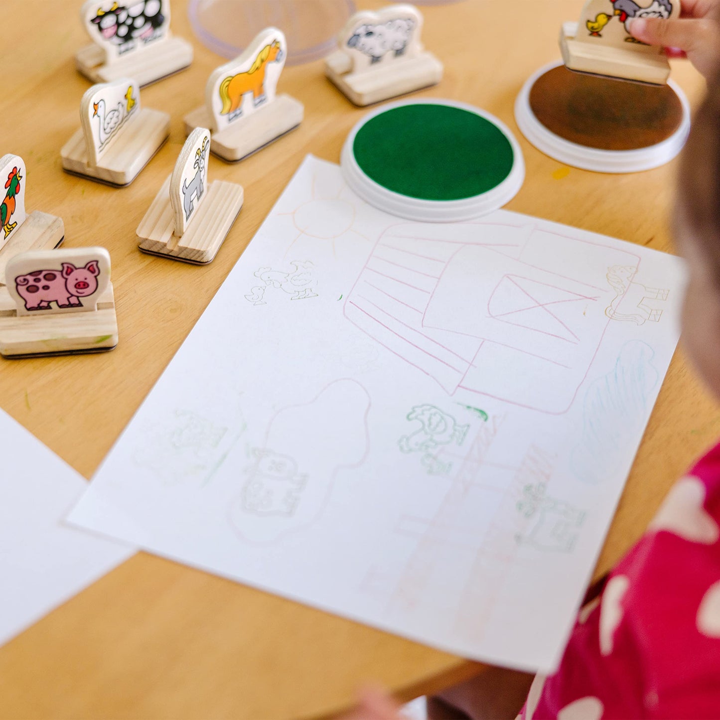 Melissa & Doug My First Wooden Stamp Set - Farm Animals | 8 Stamps + Ink Pads