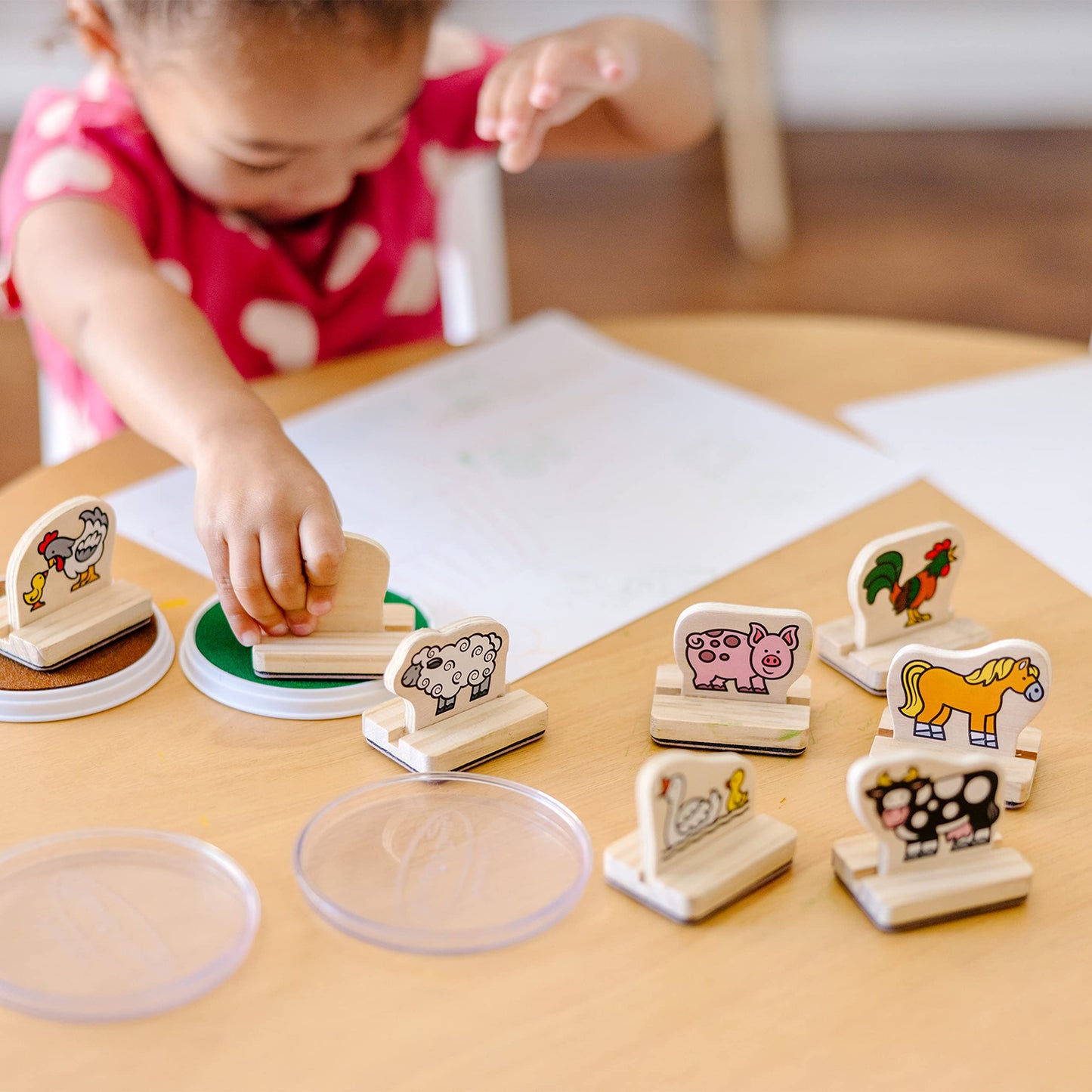 Melissa & Doug My First Wooden Stamp Set - Farm Animals | 8 Stamps + Ink Pads