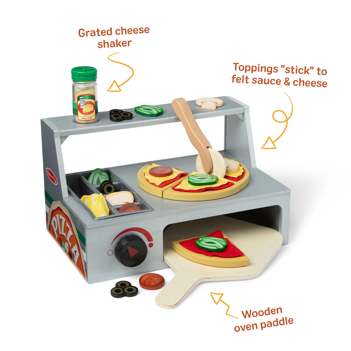 Melissa & Doug Top & Bake Wooden Pizza Counter Play Set — 41 Pcs | FSC-Certified