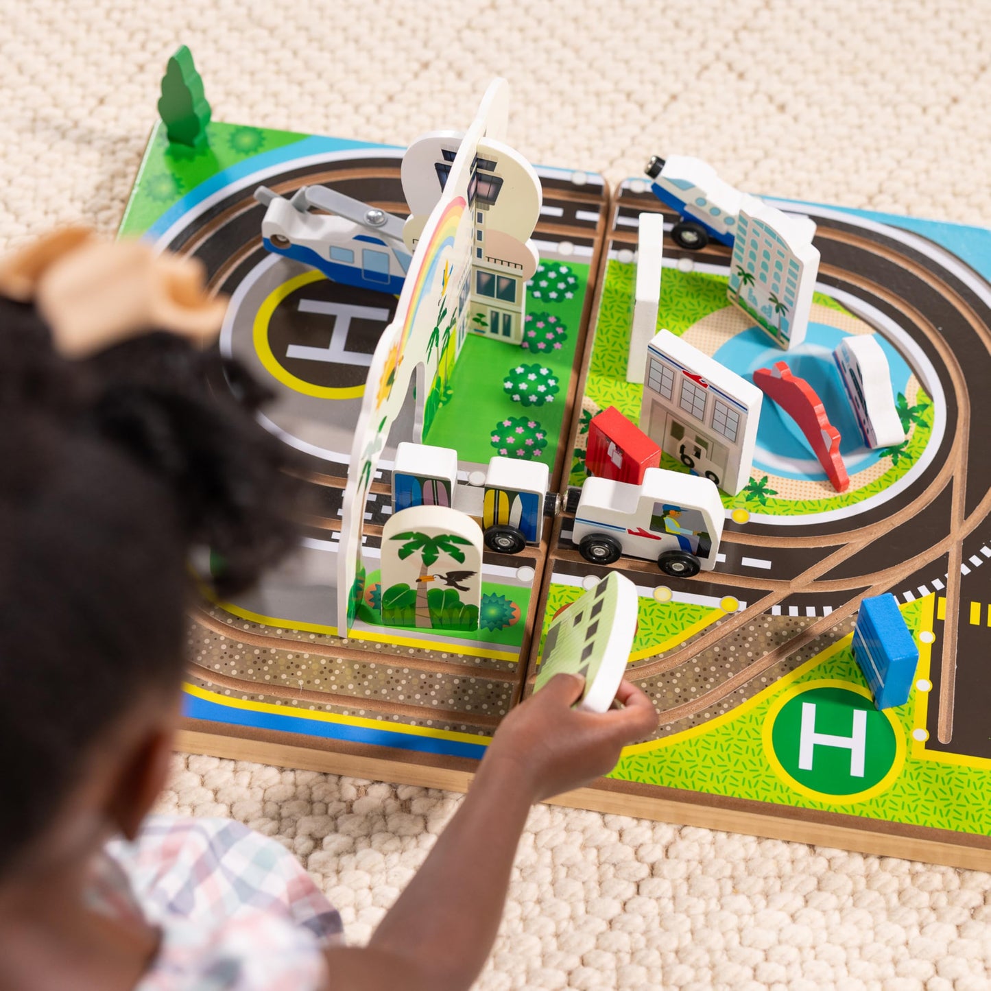 Melissa & Doug Take-Along Airport Play Set with Built-in Tracks – FSC-Certified