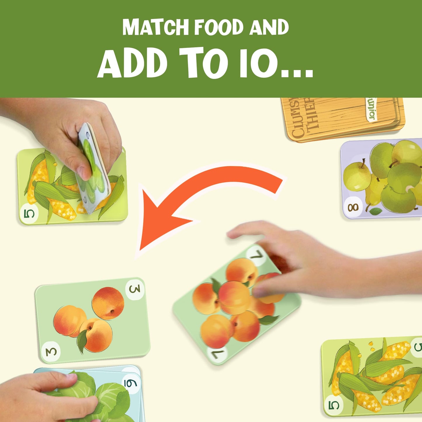 Melon Rind Clumsy Thief Junior Math Card Game – Adding to 10, Fun for Kids 5–7+, 2–4 Players