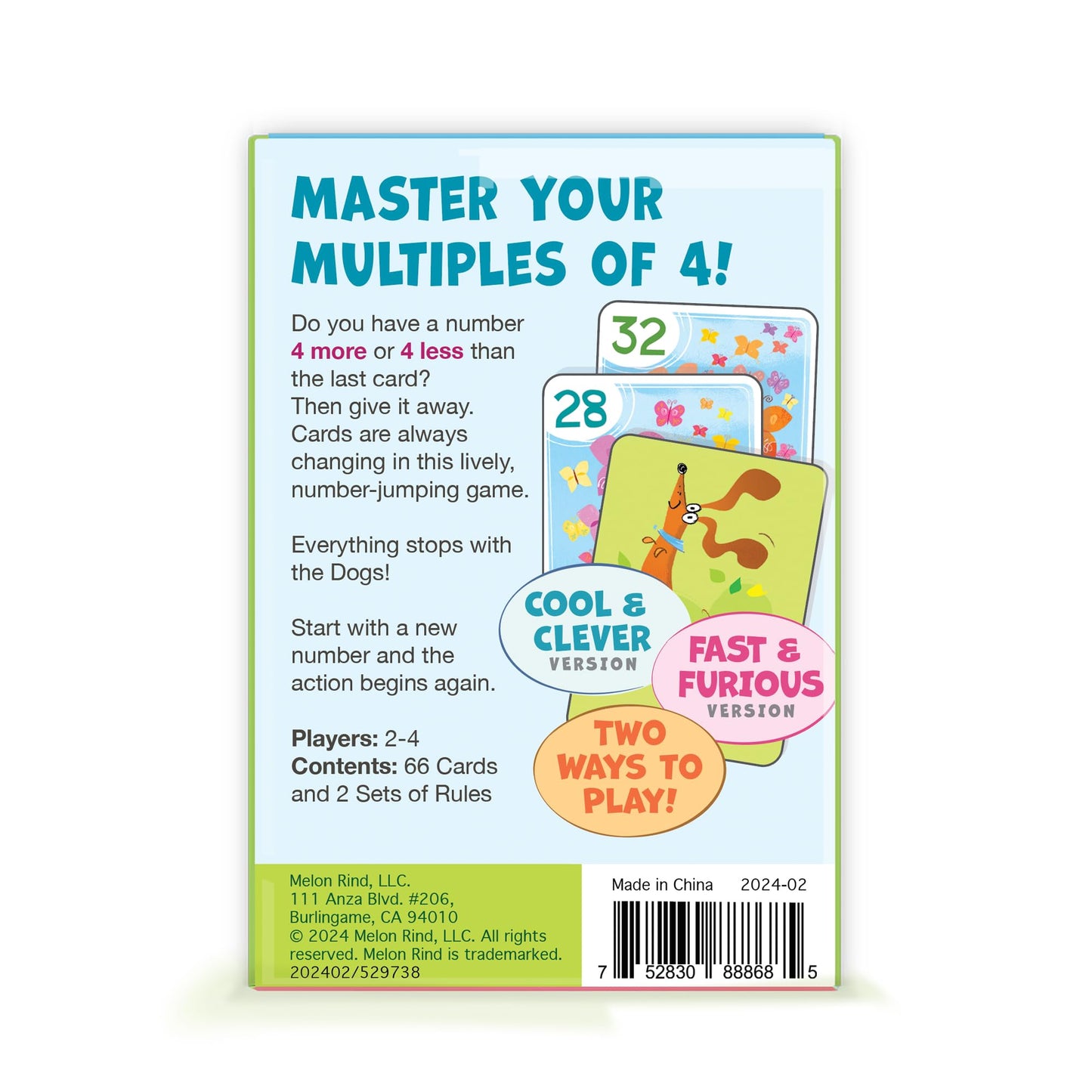 Melon Rind Jump 4: Multiples of 4 Card Game for Kids | Puppy Theme