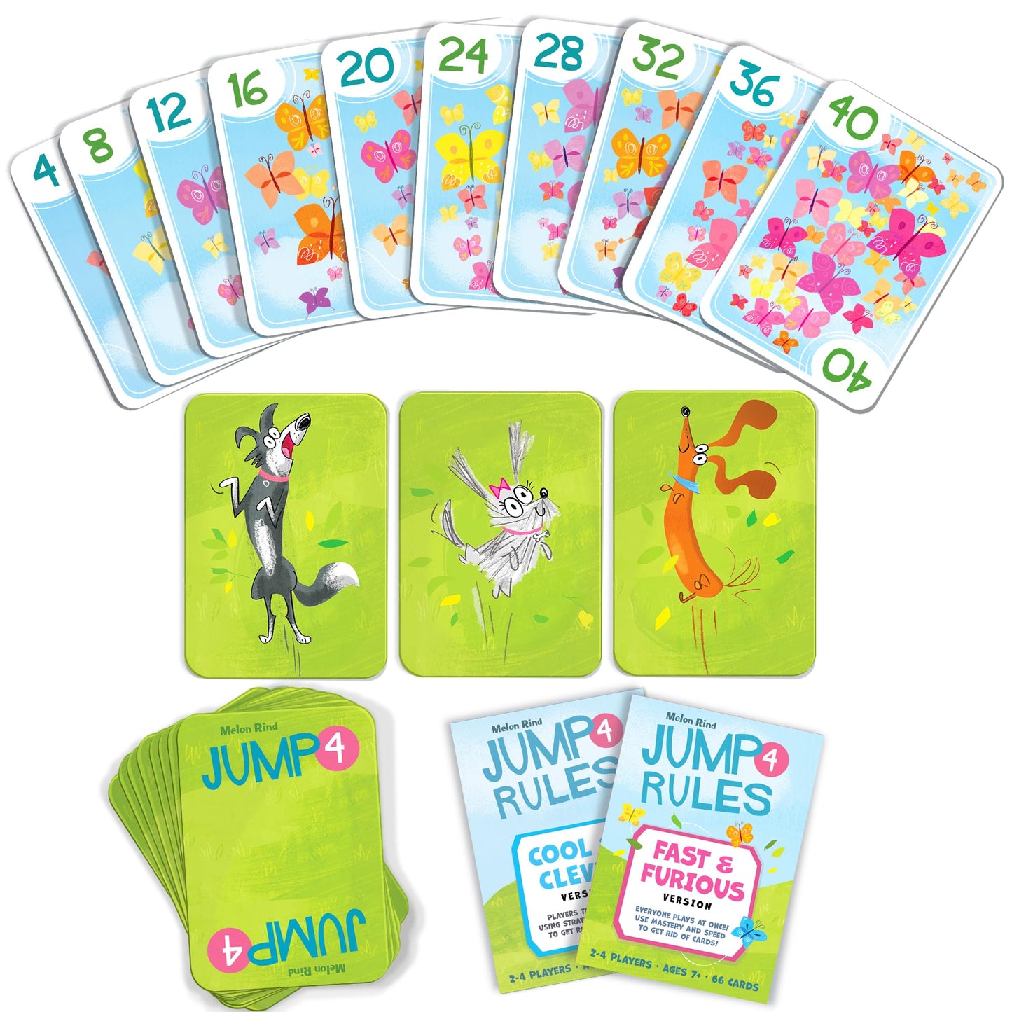 Melon Rind Jump 4: Multiples of 4 Card Game for Kids | Puppy Theme