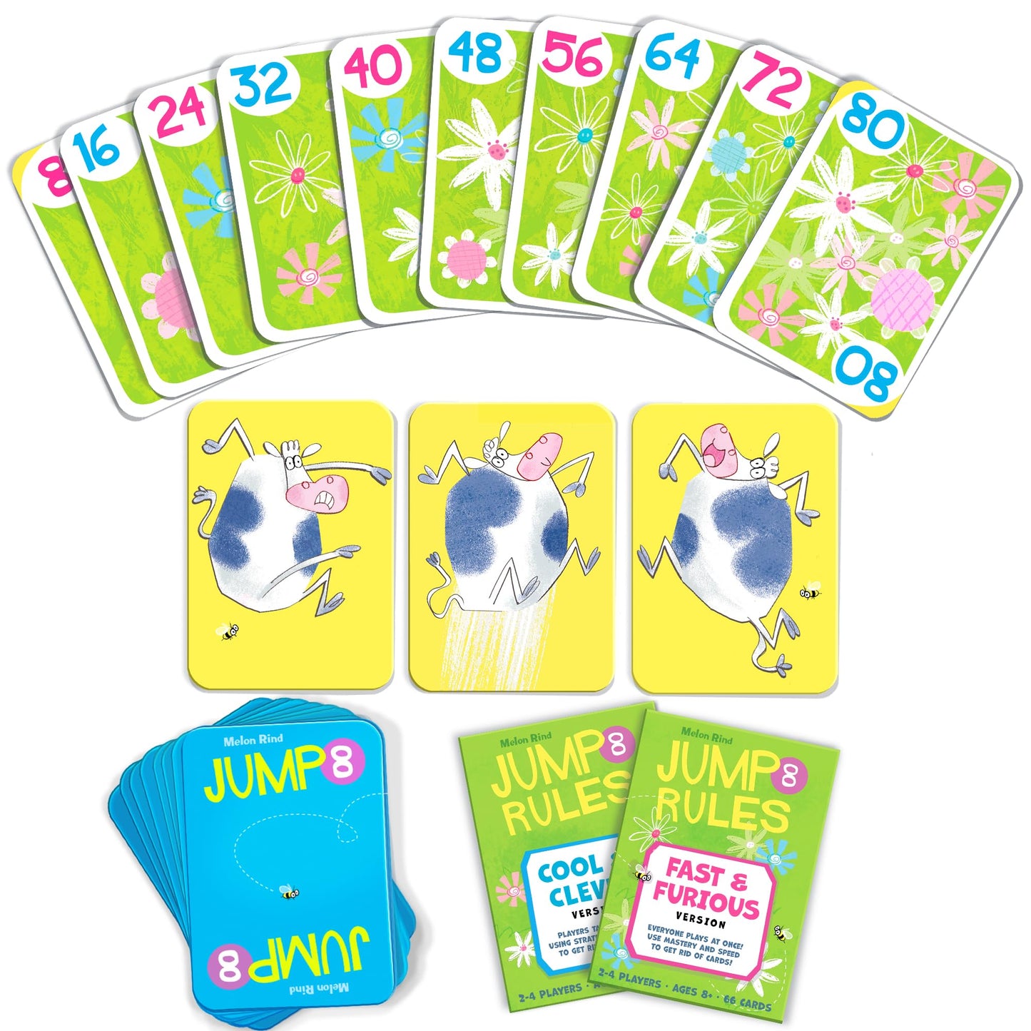 Melon Rind Jump 8: Fun Multiples of 8 Math Card Game for Kids 8+