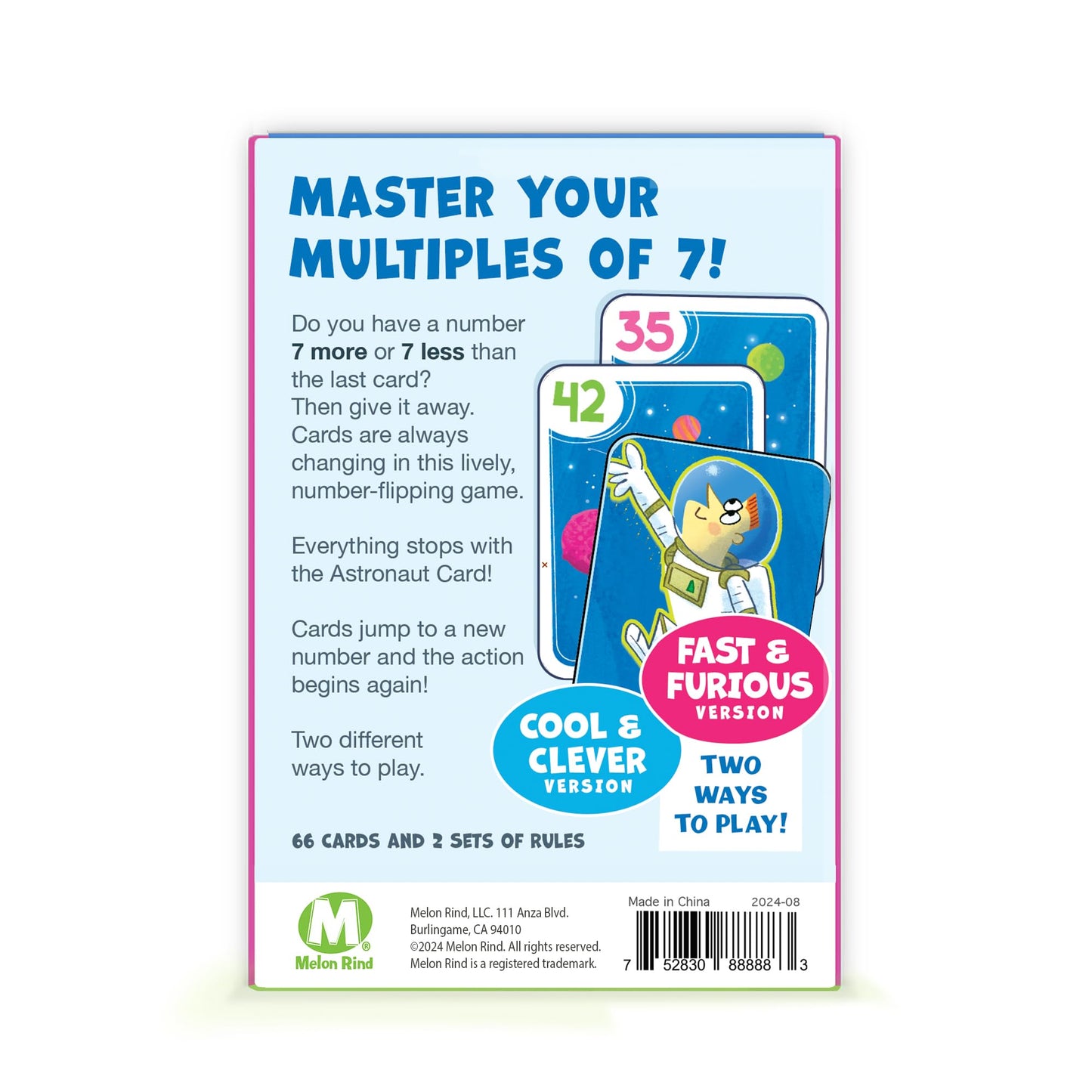 Melon Rind Jump 7: Space-Themed Math Card Game for Multiples of 7 | Ages 8+