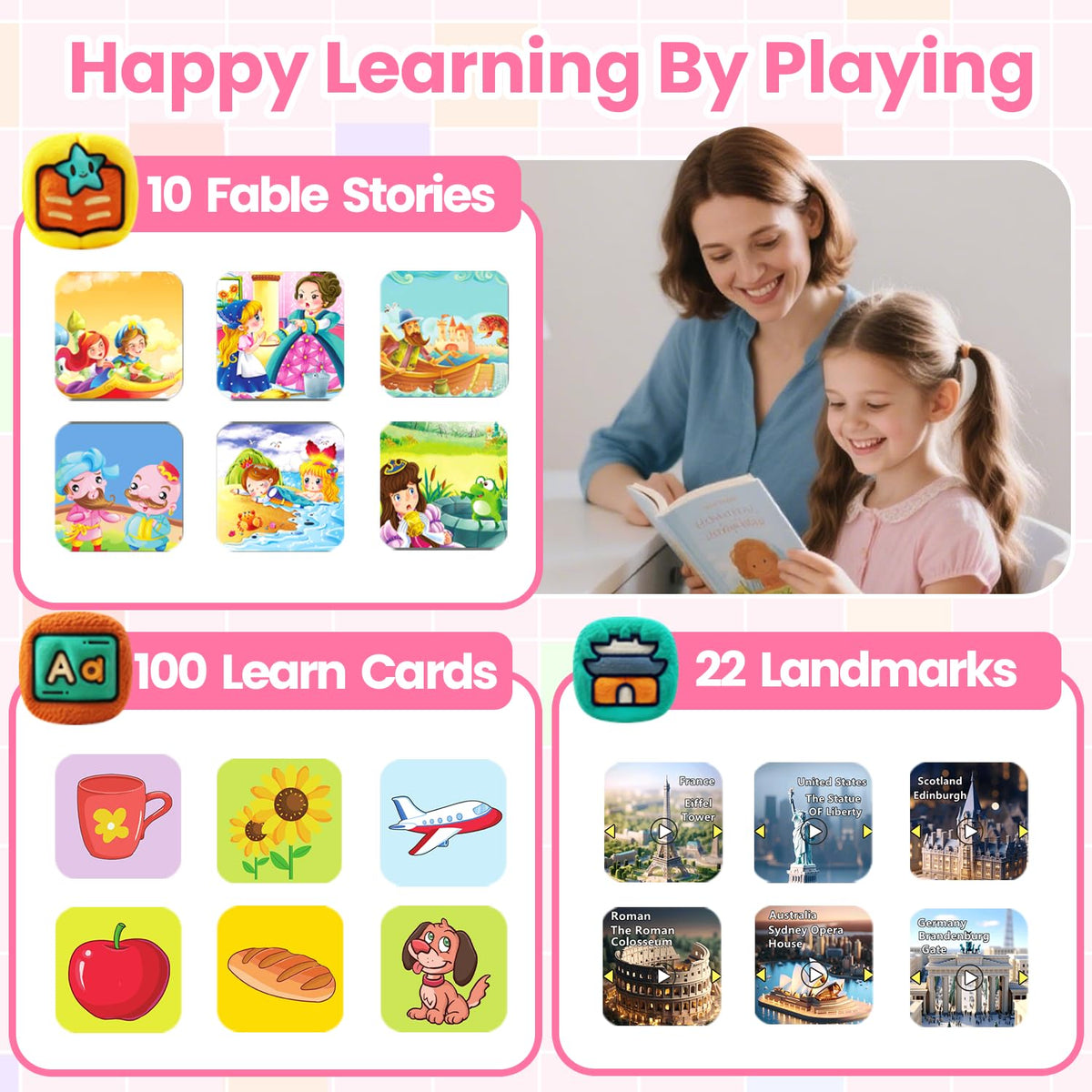 Melontti Waterproof Kids Smart Watch – 39 Games, HD Camera, Habit Tracking (Pink)
