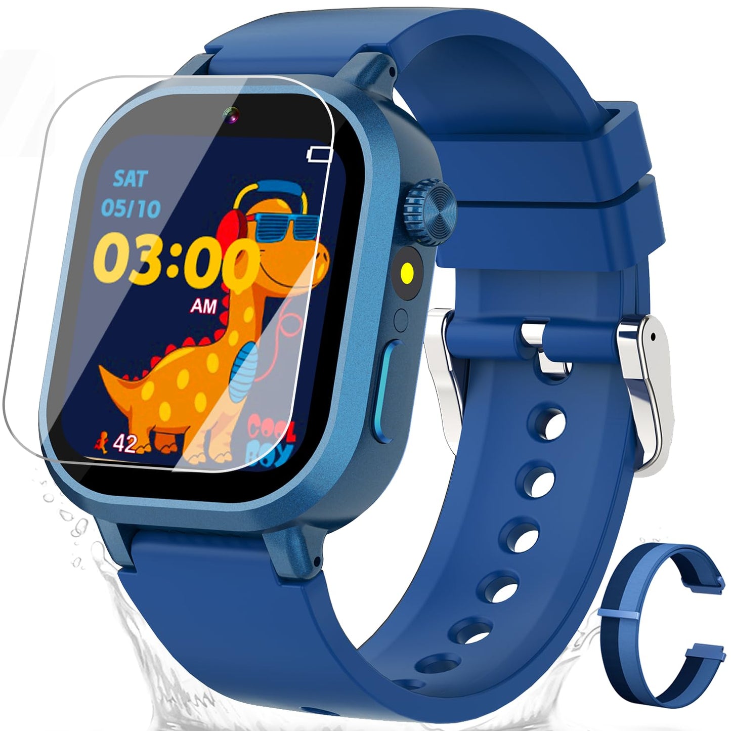 Melontti Waterproof Kids Smart Watch – 39 Games, HD Camera & Pedometer (Blue)
