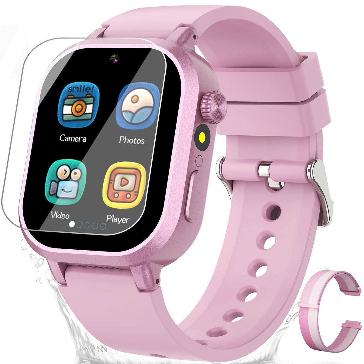 Melontti Waterproof Kids Smart Watch – 39 Games, HD Camera, Habit Tracking (Pink)