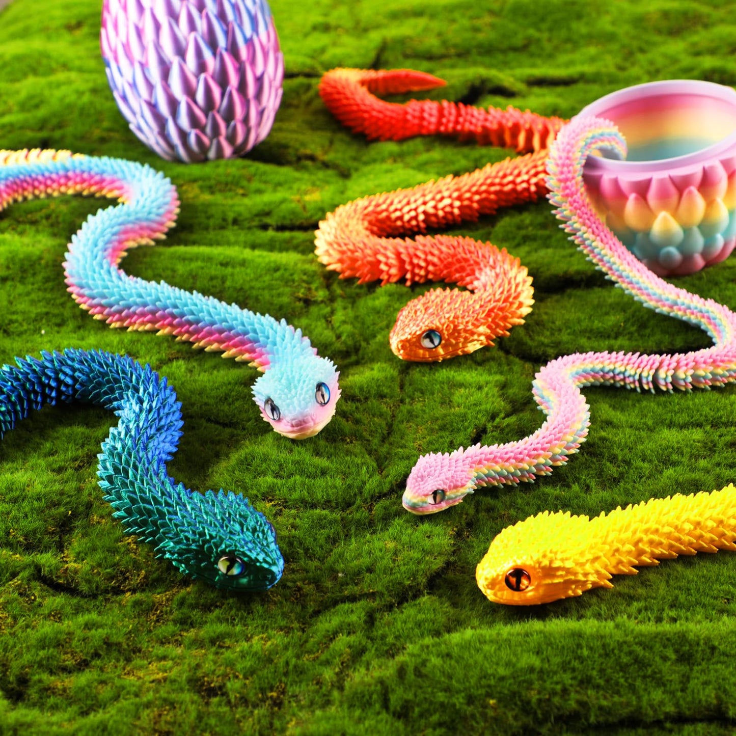 Memogizz 20-Inch 3D Printed Snake – Year of the Snake 2025 | Executive Desk Toy & Fidget Gift (Green-Blue)