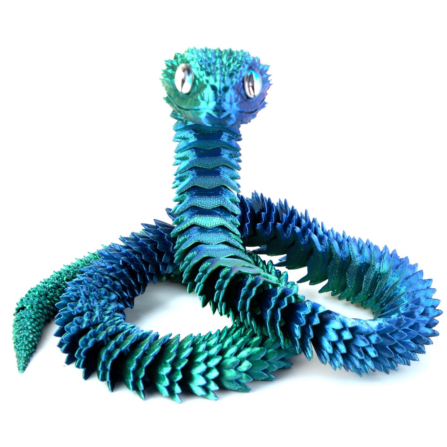 Memogizz 20-Inch 3D Printed Snake – Year of the Snake 2025 | Executive Desk Toy & Fidget Gift (Green-Blue)