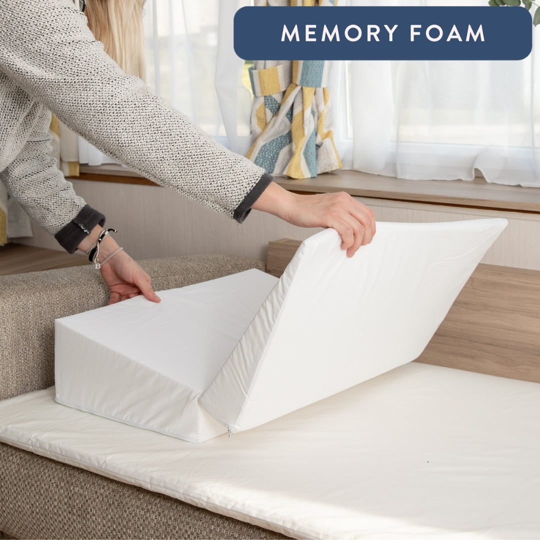 Folding Memory Foam Bed Wedge – Portable Acid Reflux & Elevated Sleep Support Pillow