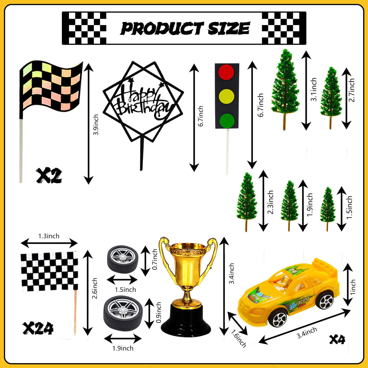 MEMOVAN Racing Car Cake Decorations – 38pcs Birthday Topper Set