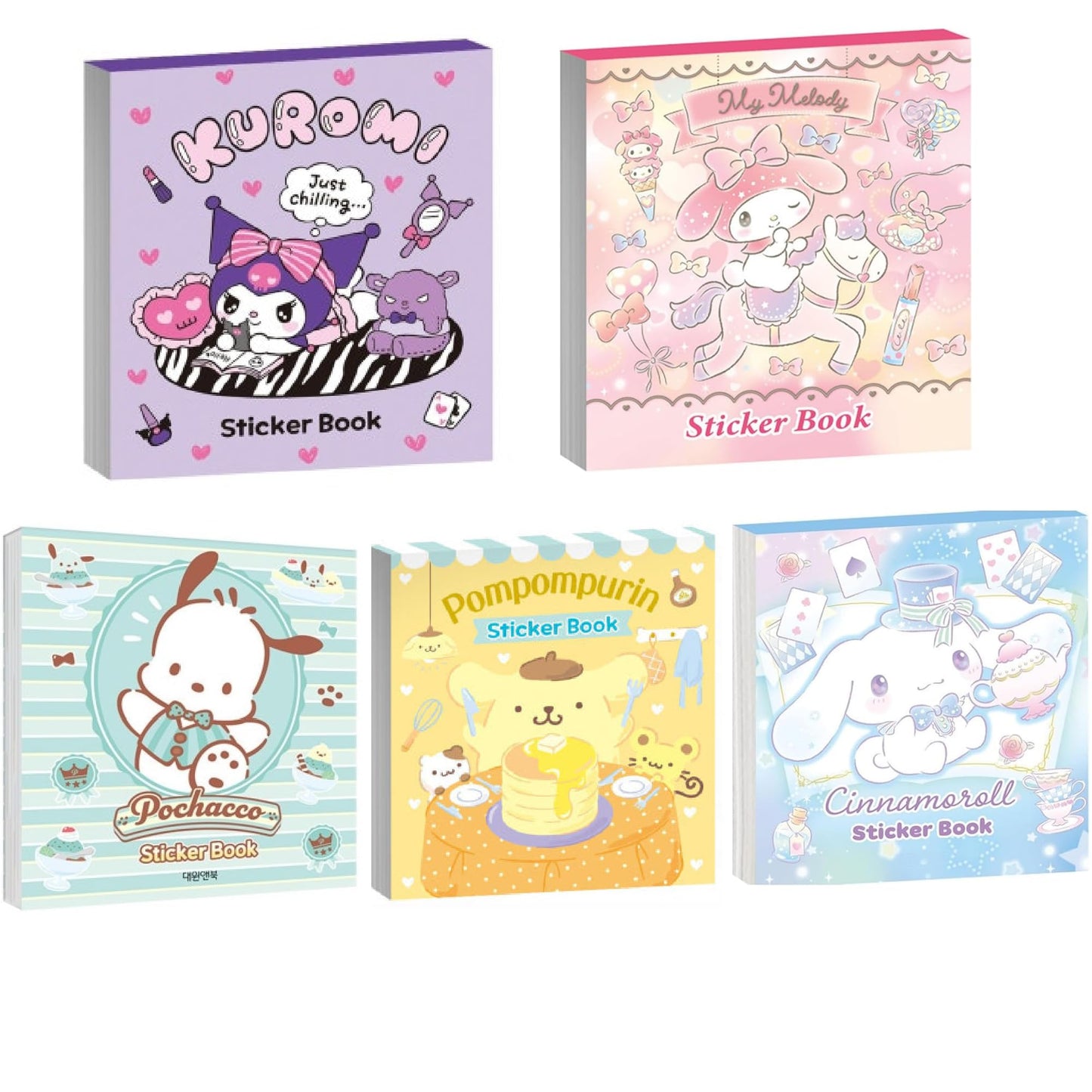 MENBLY Character Sticker Minibook 5-Pack – 24 Unique Stickers per Book (9.5x10.5 cm) for Scrapbooking & DIY