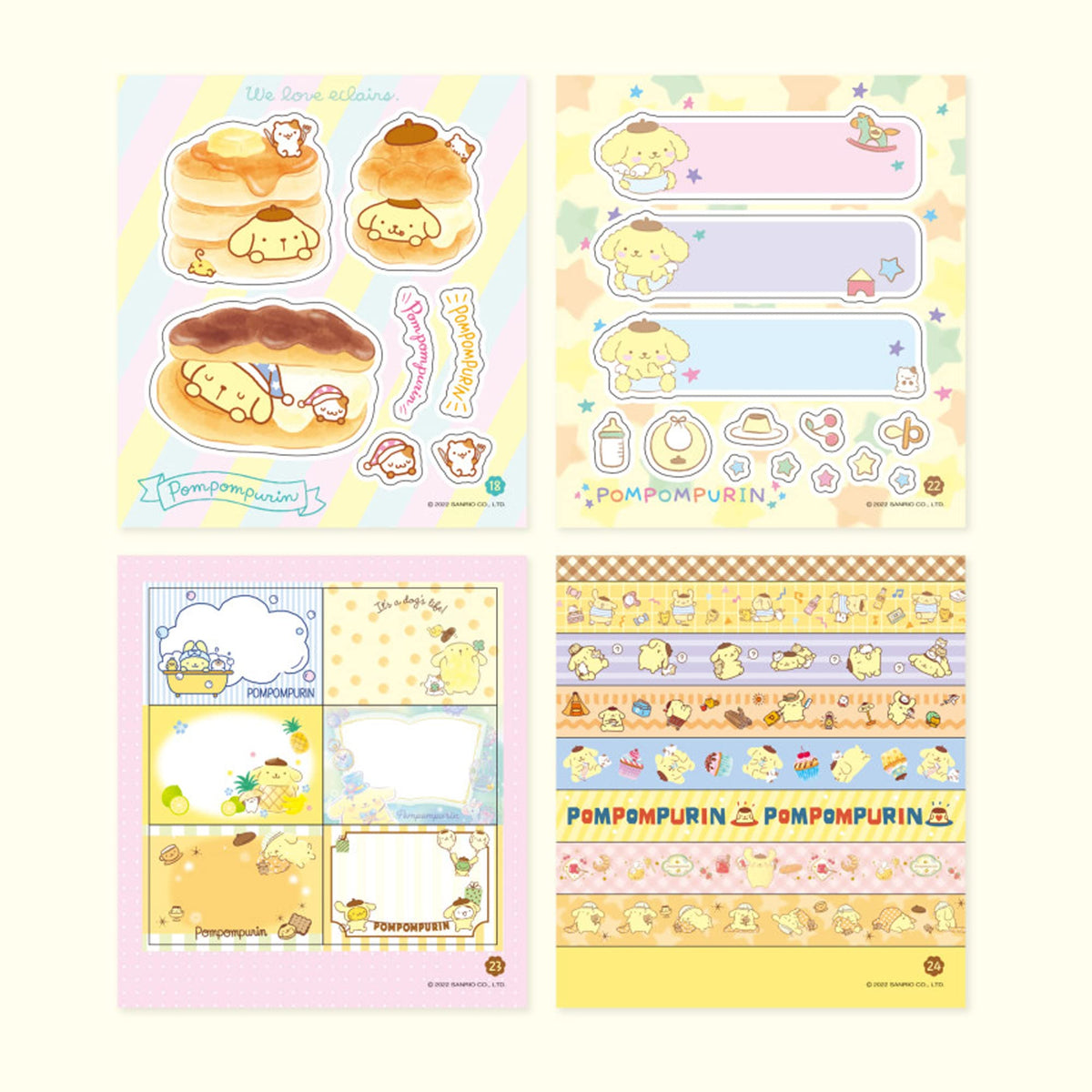 MENBLY Pompompurin Sticker Minibook – 24 Unique Stickers, 9.5 x 10.5 cm | Scrapbooking & Decor