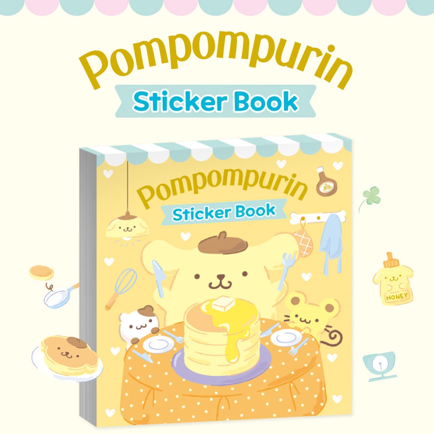 MENBLY Pompompurin Sticker Minibook – 24 Unique Stickers, 9.5 x 10.5 cm | Scrapbooking & Decor
