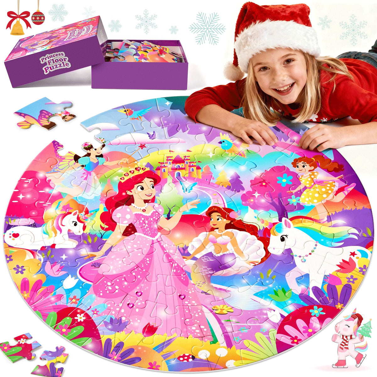MENG YANG Unicorn Floor Puzzle – 70-Piece Jumbo Gift for Girls 4-6