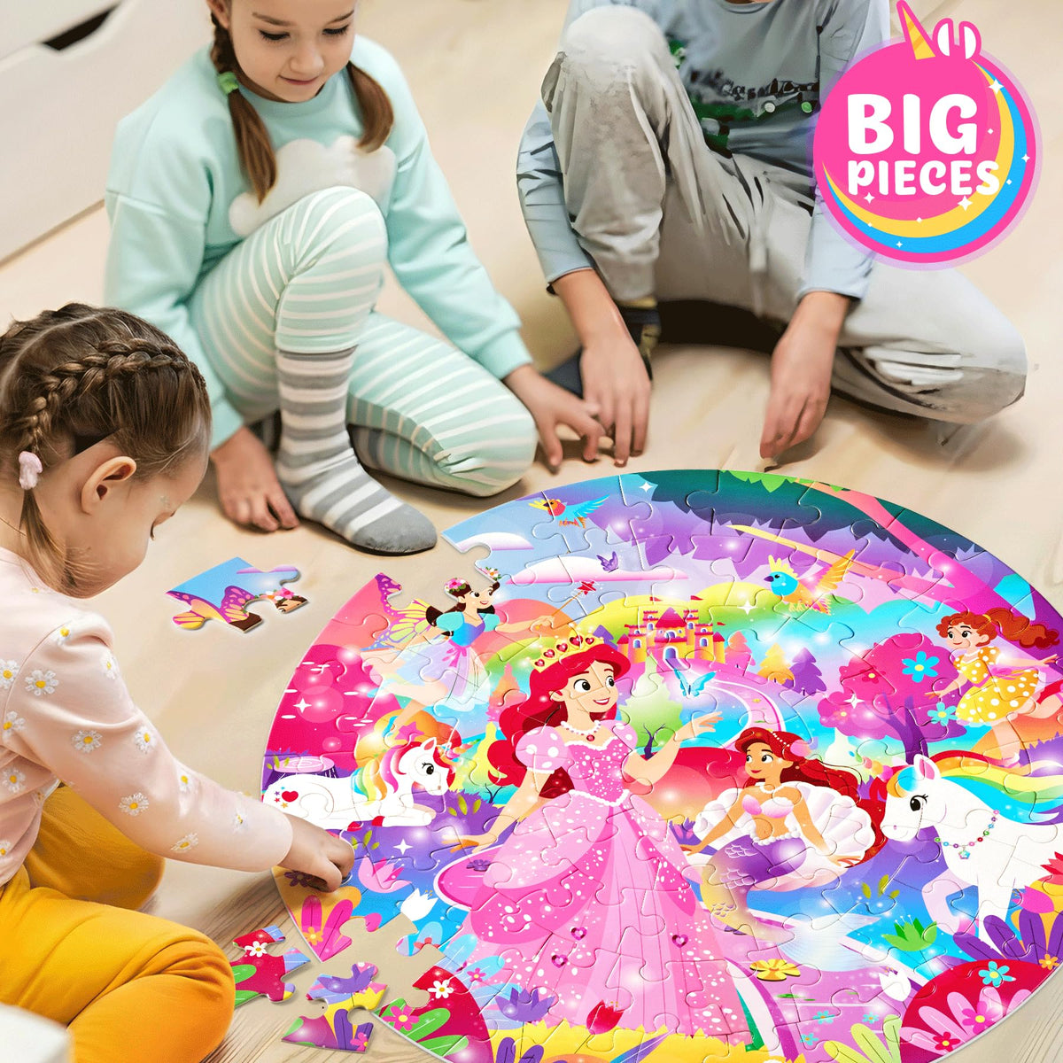 MENG YANG Unicorn Floor Puzzle – 70-Piece Jumbo Gift for Girls 4-6